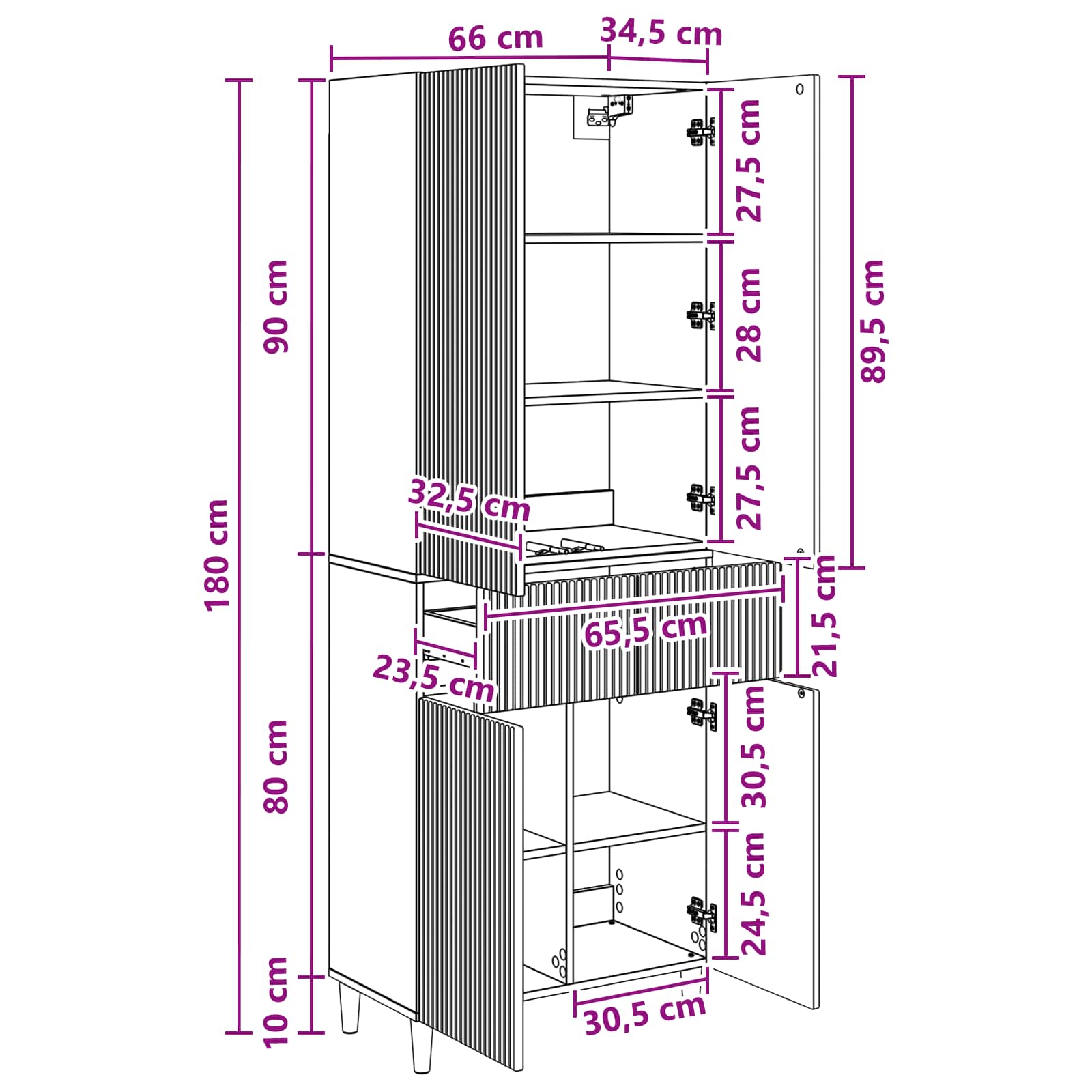 vidaXL Kastenset 2 pcs 66 x 34,5 x 90 cm Bewerkt hout