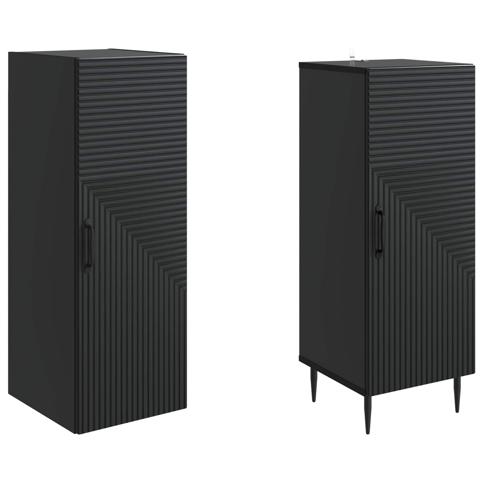 vidaXL Kastenset 2 pcs Zwart 33 x 34,5 x 89,5 cm Bewerkt hout