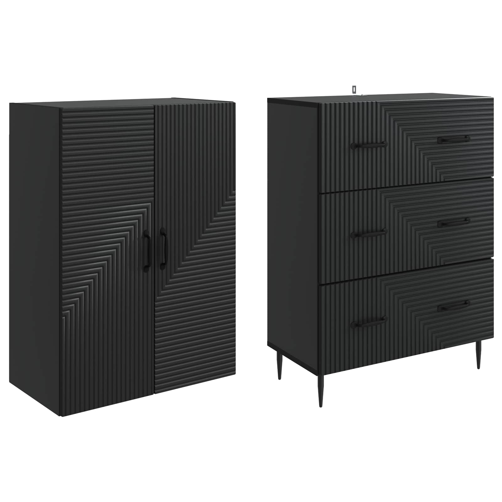 vidaXL Kastenset 2 pcs Zwart 66 x 34,5 x 90 cm Bewerkt hout