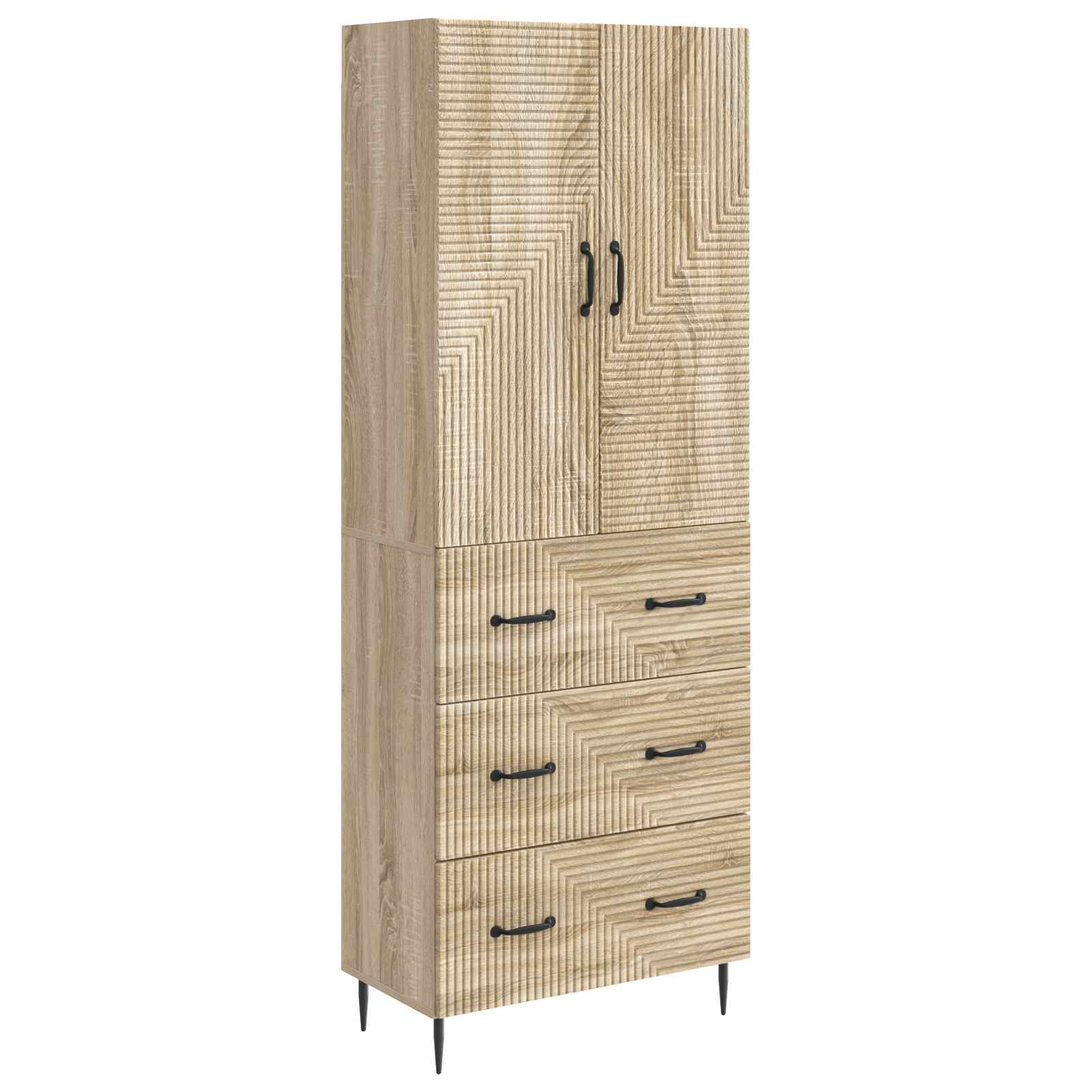 vidaXL Kastenset 2 pcs Zwart 66 x 34,5 x 90 cm Bewerkt hout