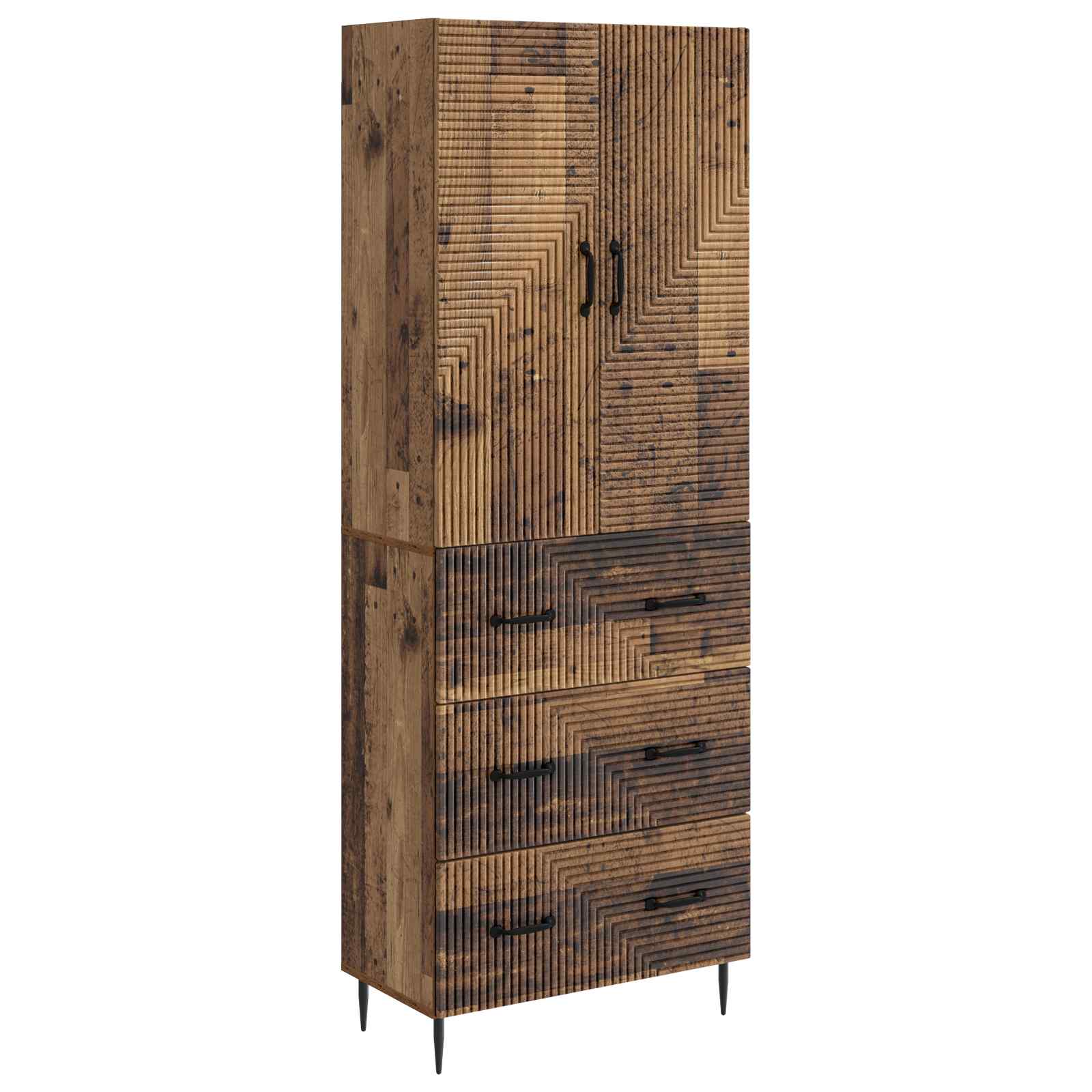 vidaXL Kastenset 2 pcs Zwart 66 x 34,5 x 90 cm Bewerkt hout