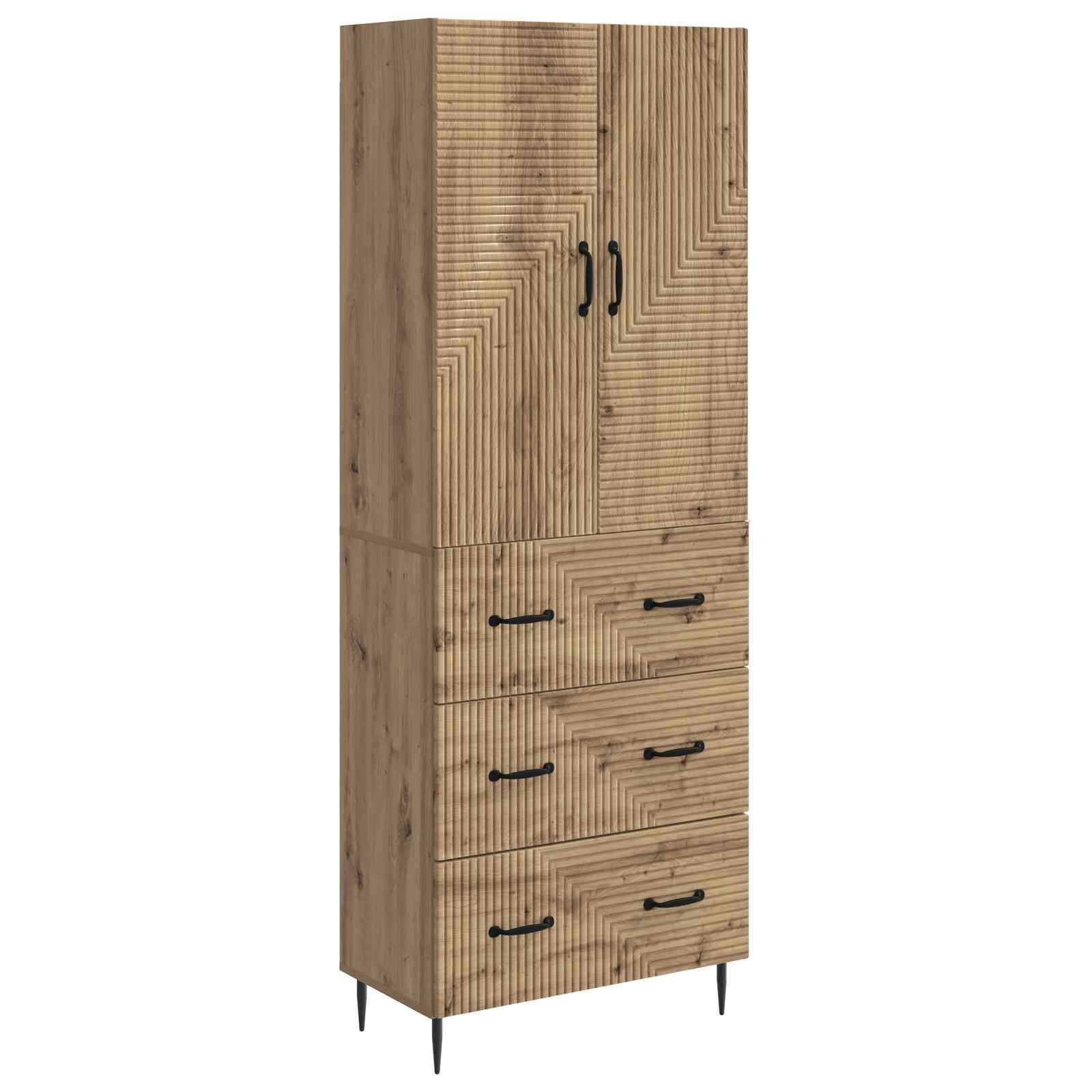vidaXL Kastenset 2 pcs Zwart 66 x 34,5 x 90 cm Bewerkt hout
