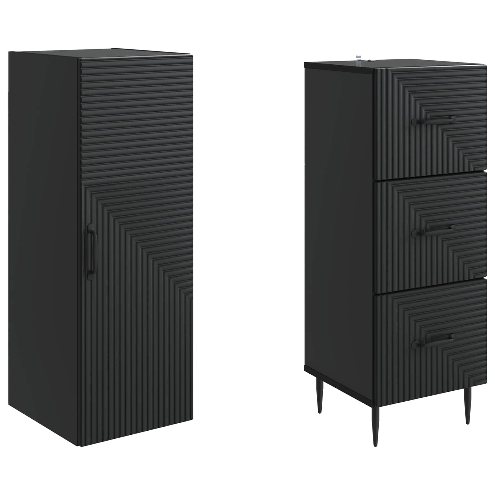 vidaXL Kastenset 2 pcs Zwart 33 x 34,5 x 90 cm Bewerkt hout