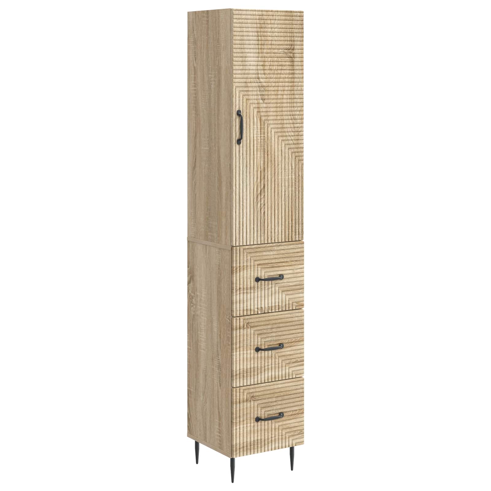 vidaXL Kastenset 2 pcs Zwart 33 x 34,5 x 90 cm Bewerkt hout