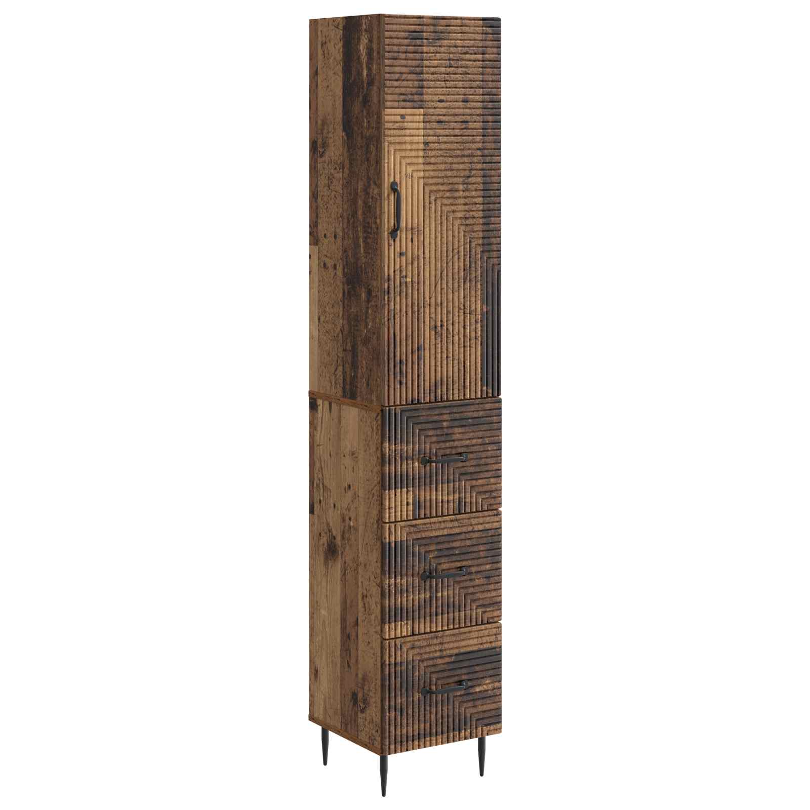 vidaXL Kastenset 2 pcs Zwart 33 x 34,5 x 90 cm Bewerkt hout