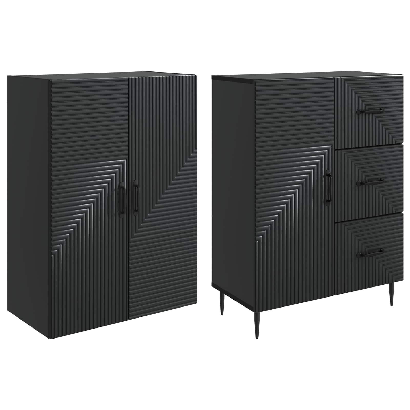 vidaXL Kastenset 2 pcs Zwart 66 x 34,5 x 89,5 cm Bewerkt hout