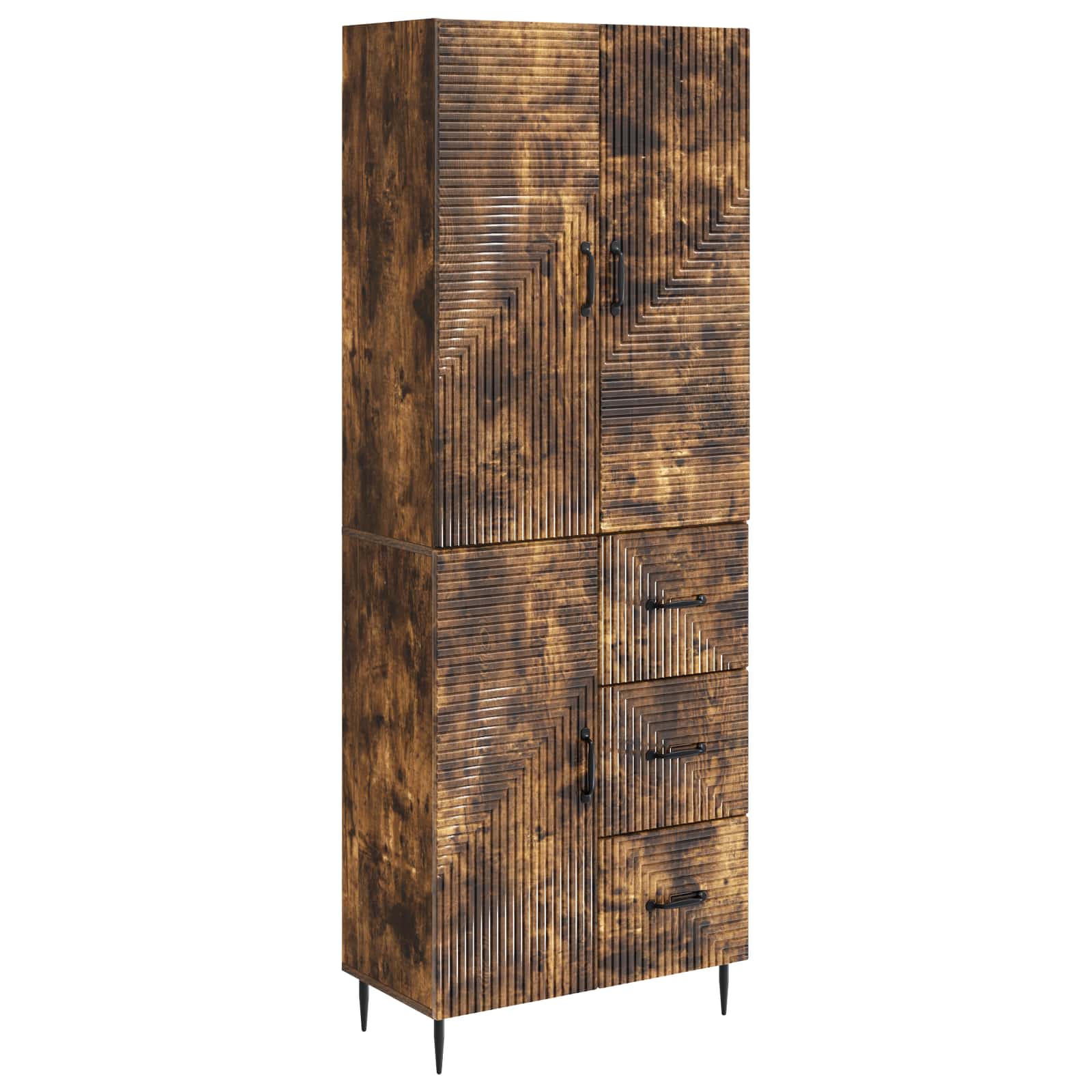vidaXL Kastenset 2 pcs Zwart 66 x 34,5 x 89,5 cm Bewerkt hout