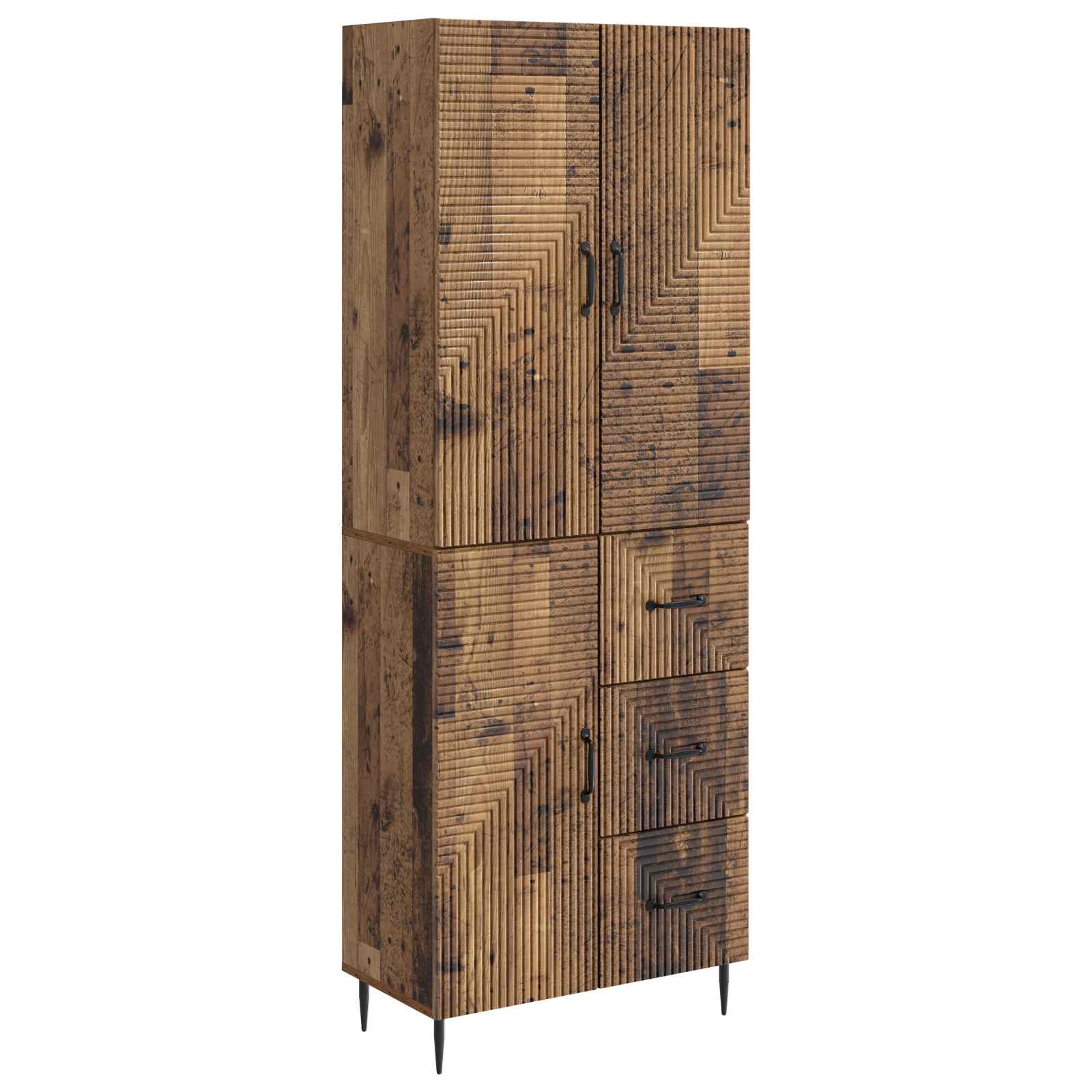vidaXL Kastenset 2 pcs Zwart 66 x 34,5 x 89,5 cm Bewerkt hout