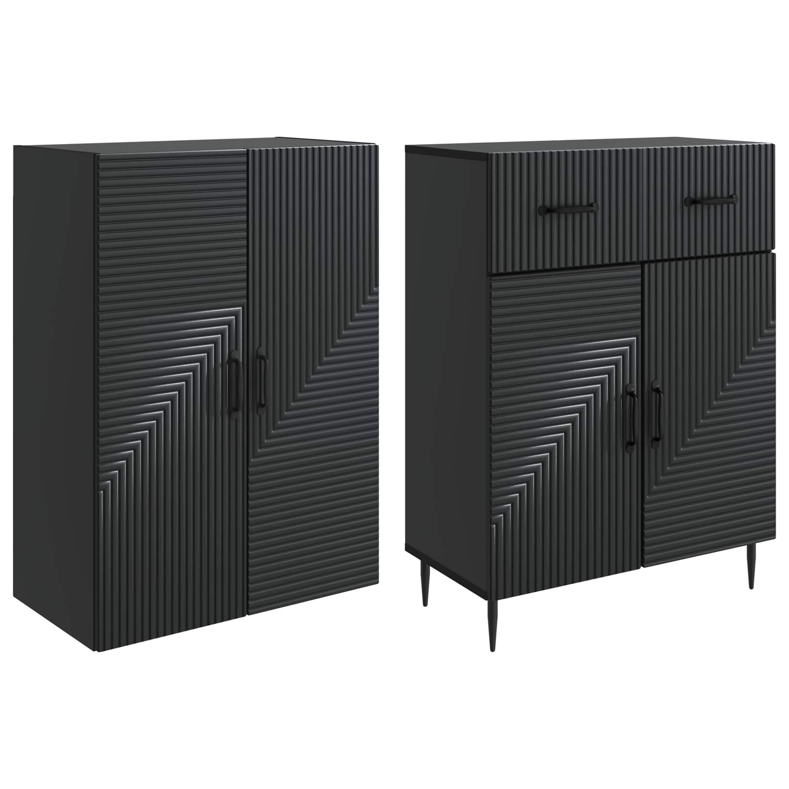 vidaXL Kastenset 2 pcs Zwart 66 x 34,5 x 89,5 cm Bewerkt hout