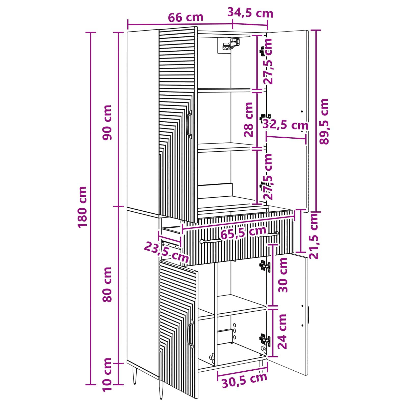 vidaXL Kastenset 2 pcs Zwart 66 x 34,5 x 89,5 cm Bewerkt hout