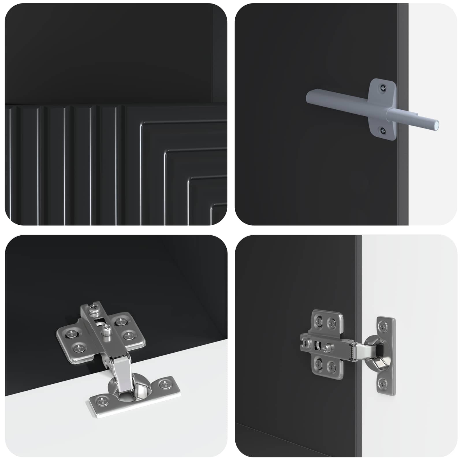 vidaXL 3-delige LED TV-kast Zwart Bewerkt hout