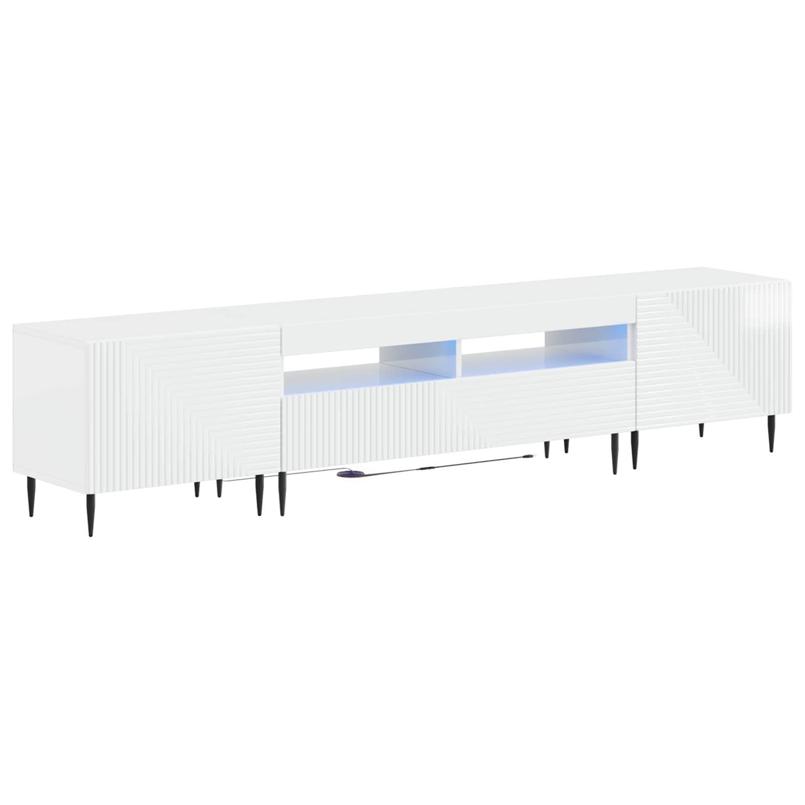 vidaXL 3-delige LED TV-kast Zwart Bewerkt hout