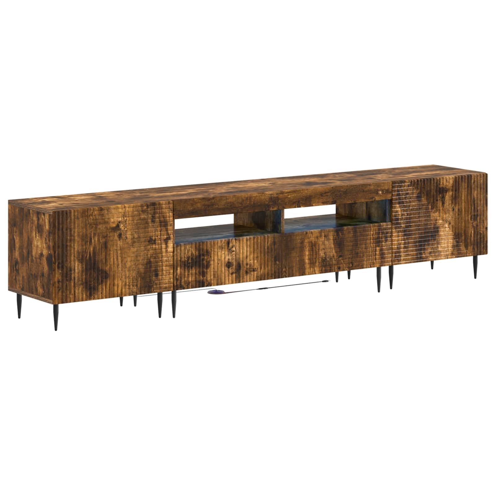 vidaXL 3-delige LED TV-kast Zwart Bewerkt hout