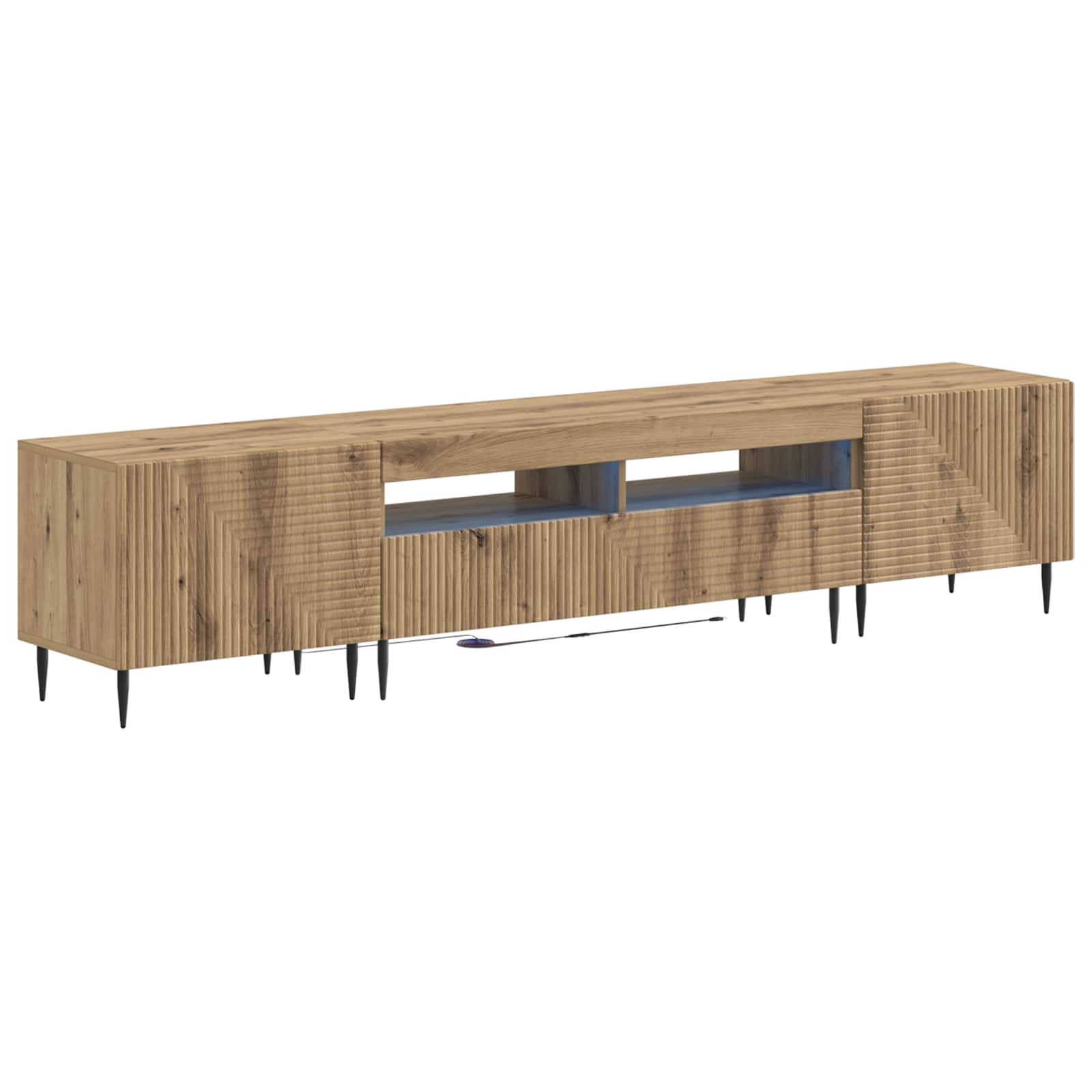 vidaXL 3-delige LED TV-kast Zwart Bewerkt hout