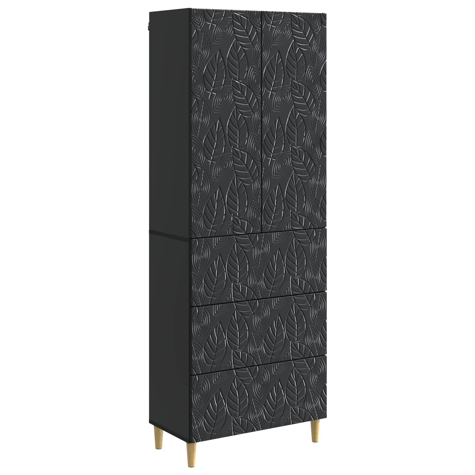vidaXL Kastenset 2 pcs Zwart 66 x 34,5 x 90 cm Bewerkt hout