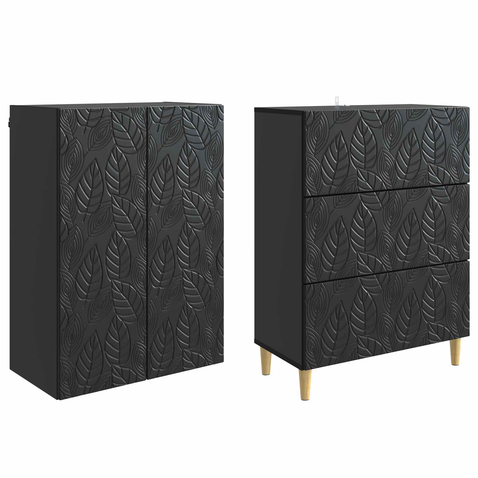 vidaXL Kastenset 2 pcs Zwart 66 x 34,5 x 90 cm Bewerkt hout