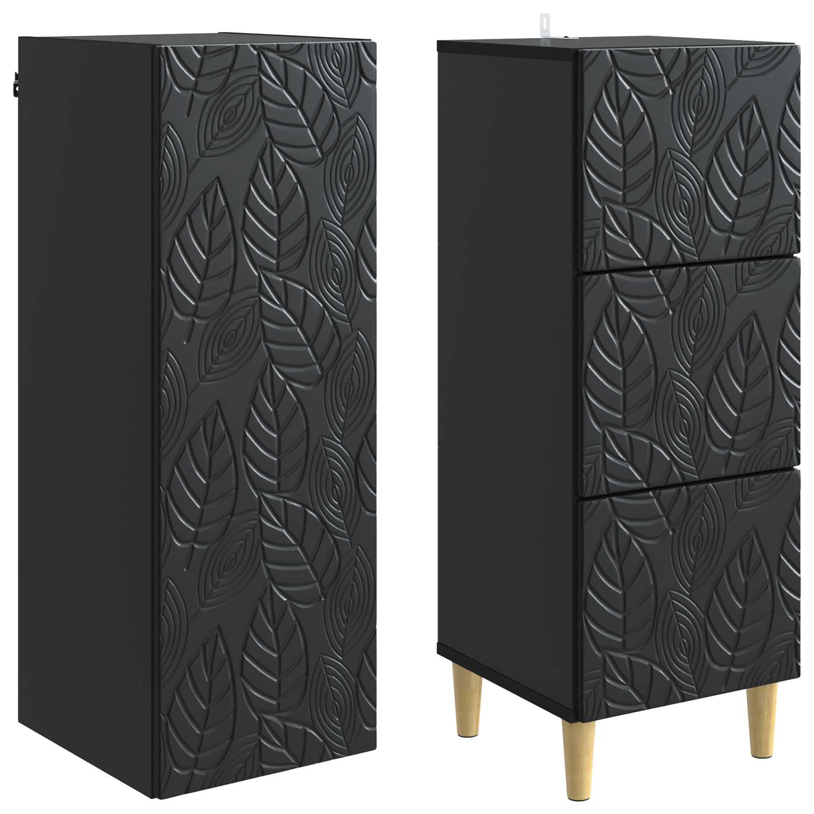 vidaXL Kastenset 2 pcs Zwart 33 x 34,5 x 90 cm Bewerkt hout