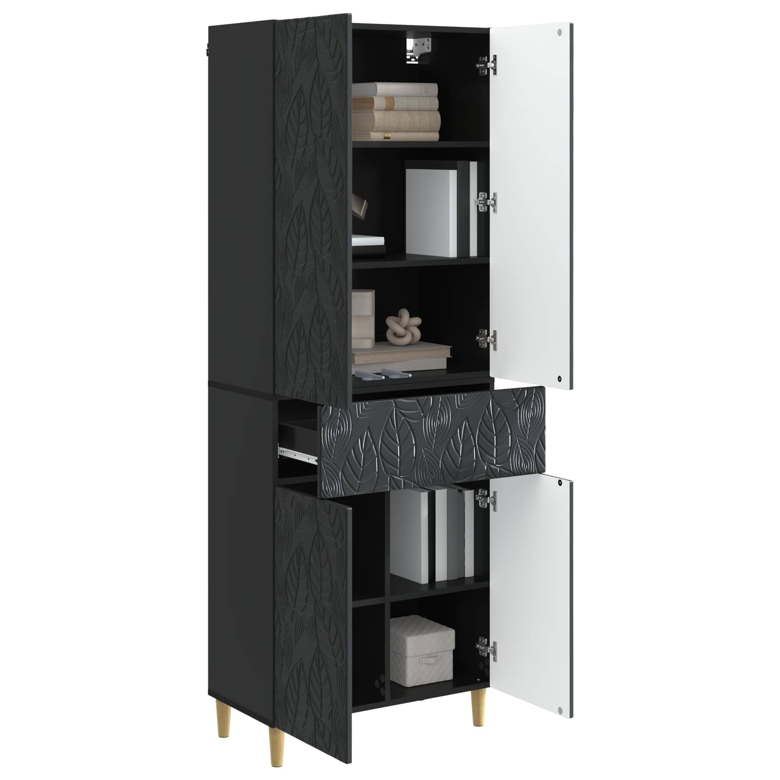vidaXL Kastenset 2 pcs Zwart Bewerkt hout