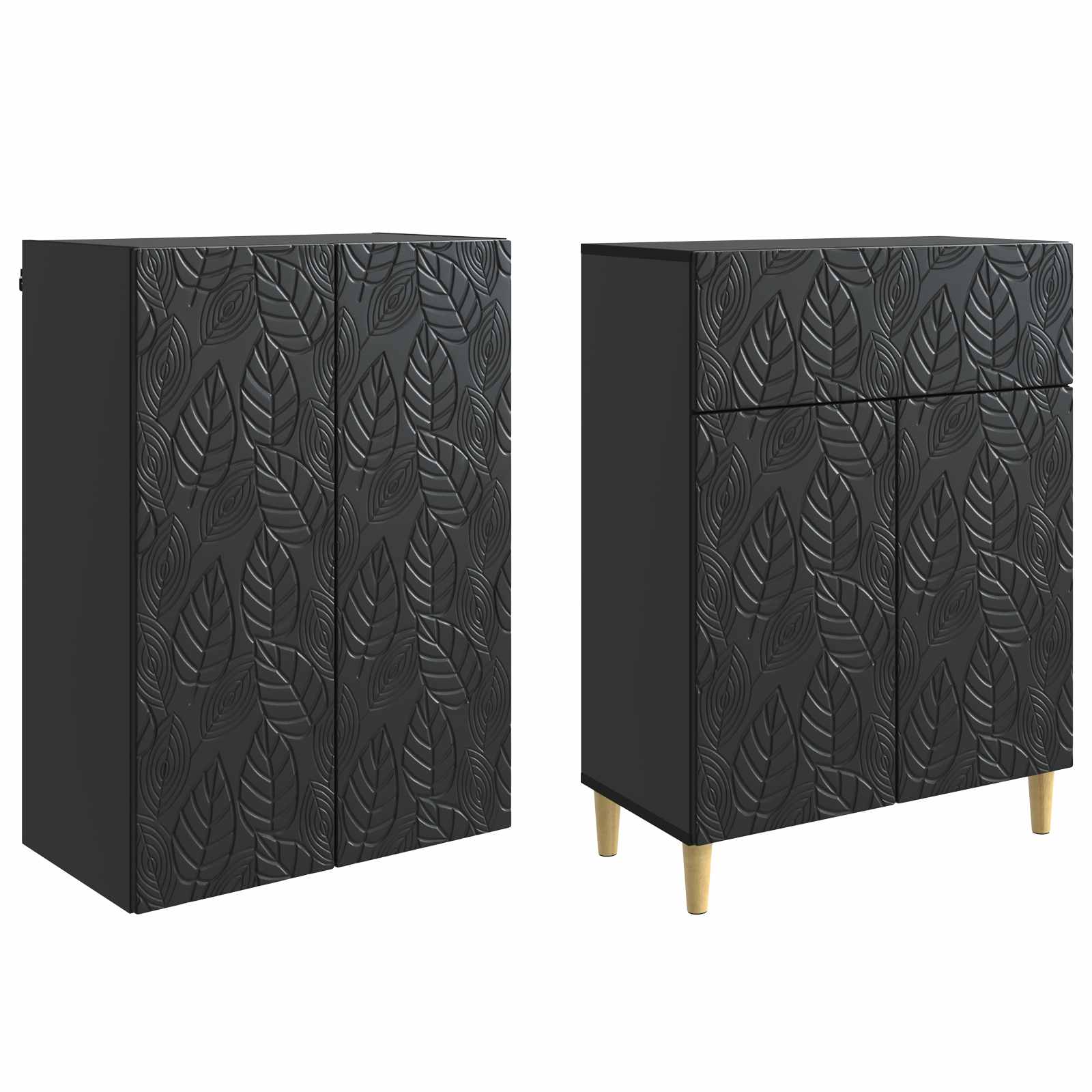 vidaXL Kastenset 2 pcs Zwart Bewerkt hout