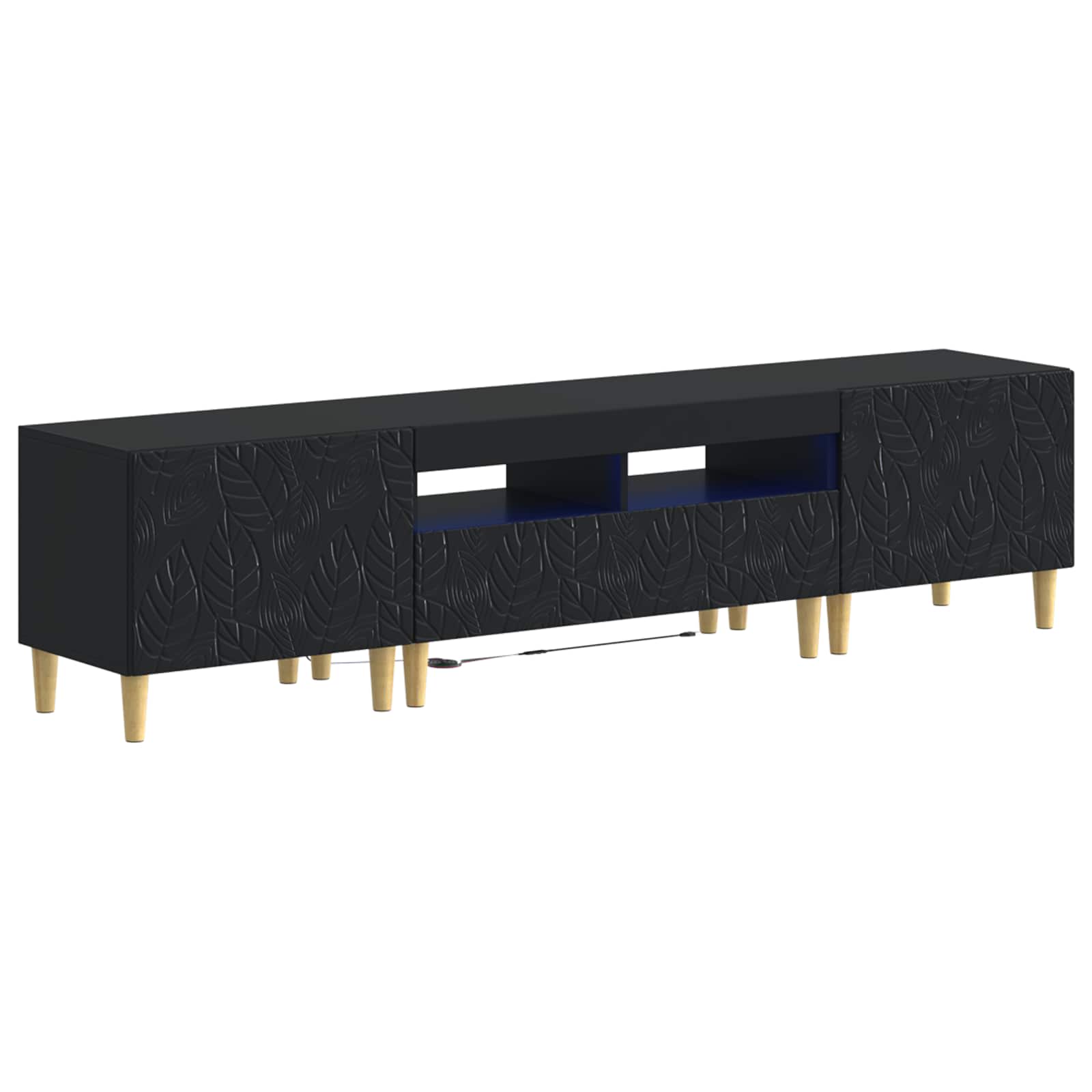vidaXL 5-delige LED TV-kast Zwart Bewerkt hout