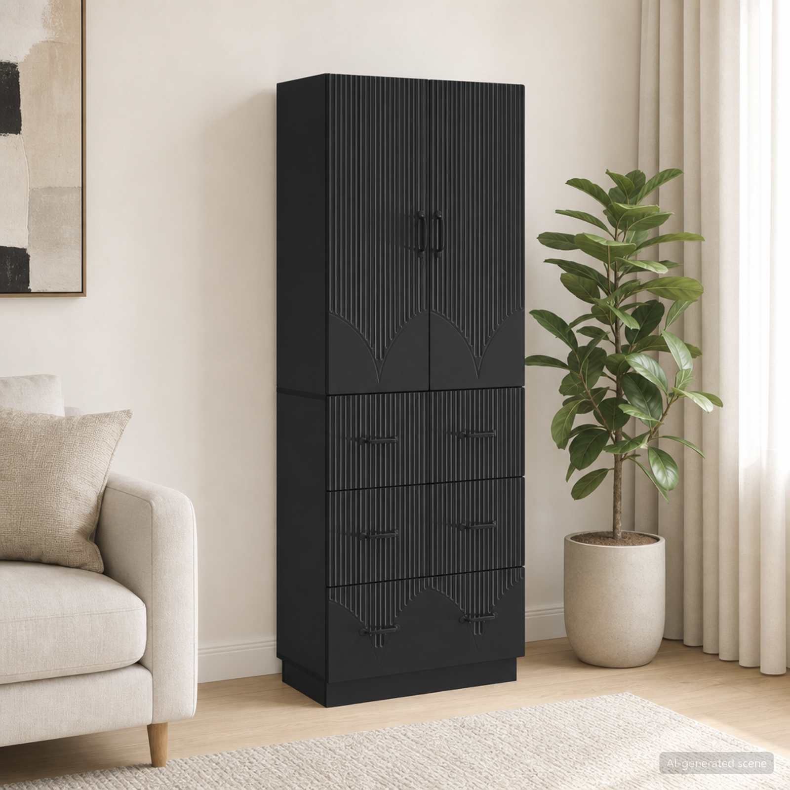 vidaXL Kastenset 2 pcs Zwart 66 x 34,5 x 87 cm Bewerkt hout