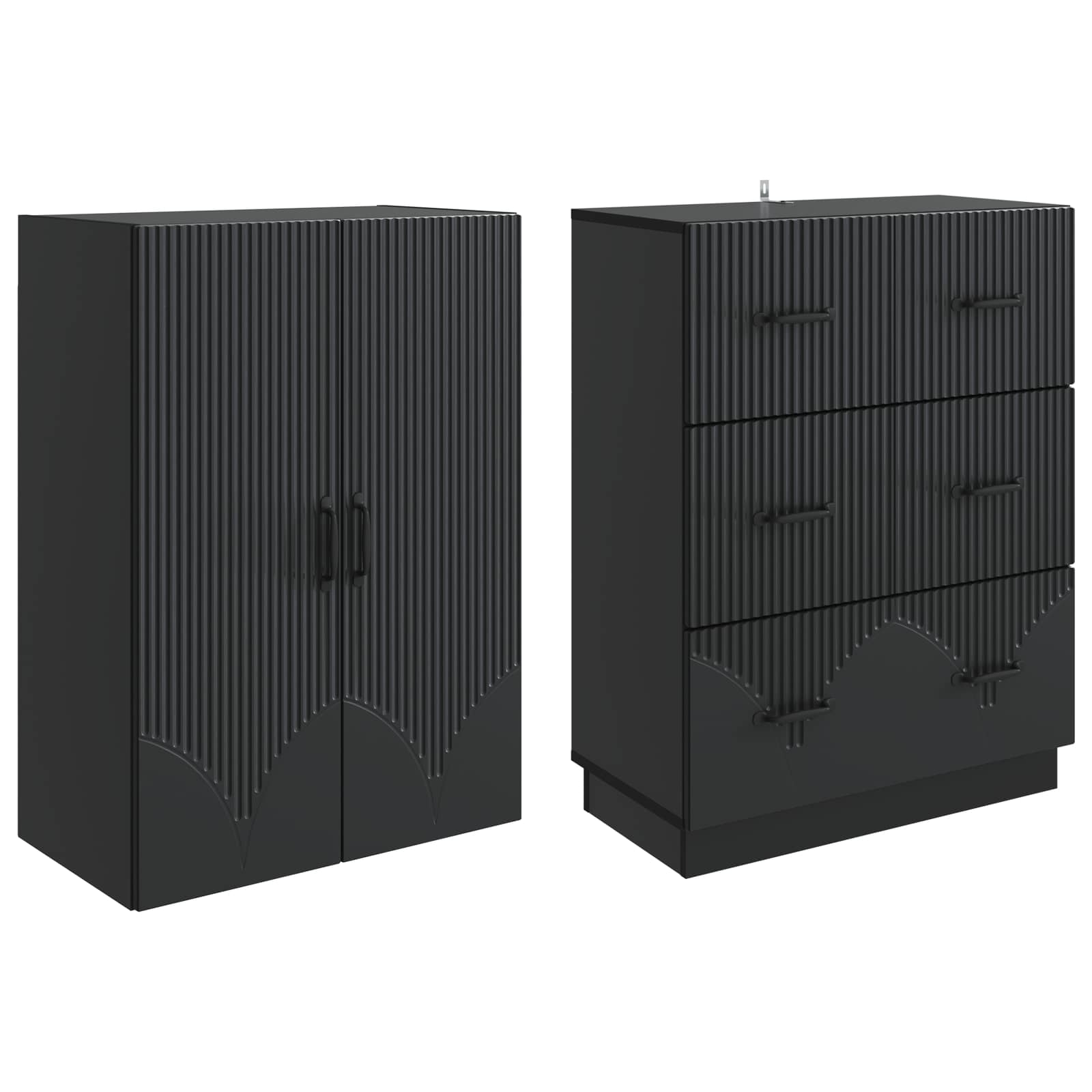 vidaXL Kastenset 2 pcs Zwart 66 x 34,5 x 87 cm Bewerkt hout