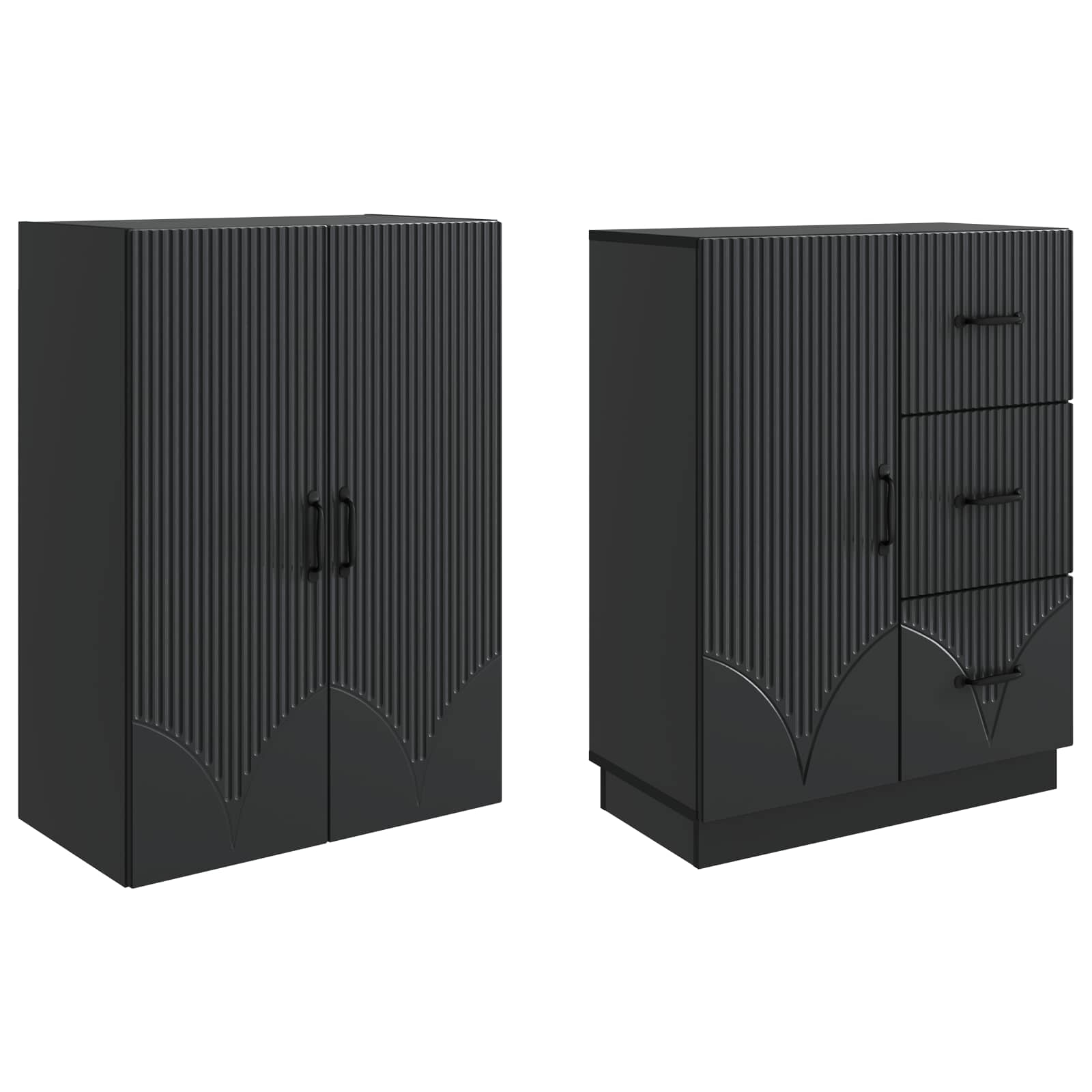 vidaXL Kastenset 2 pcs Zwart Bewerkt hout