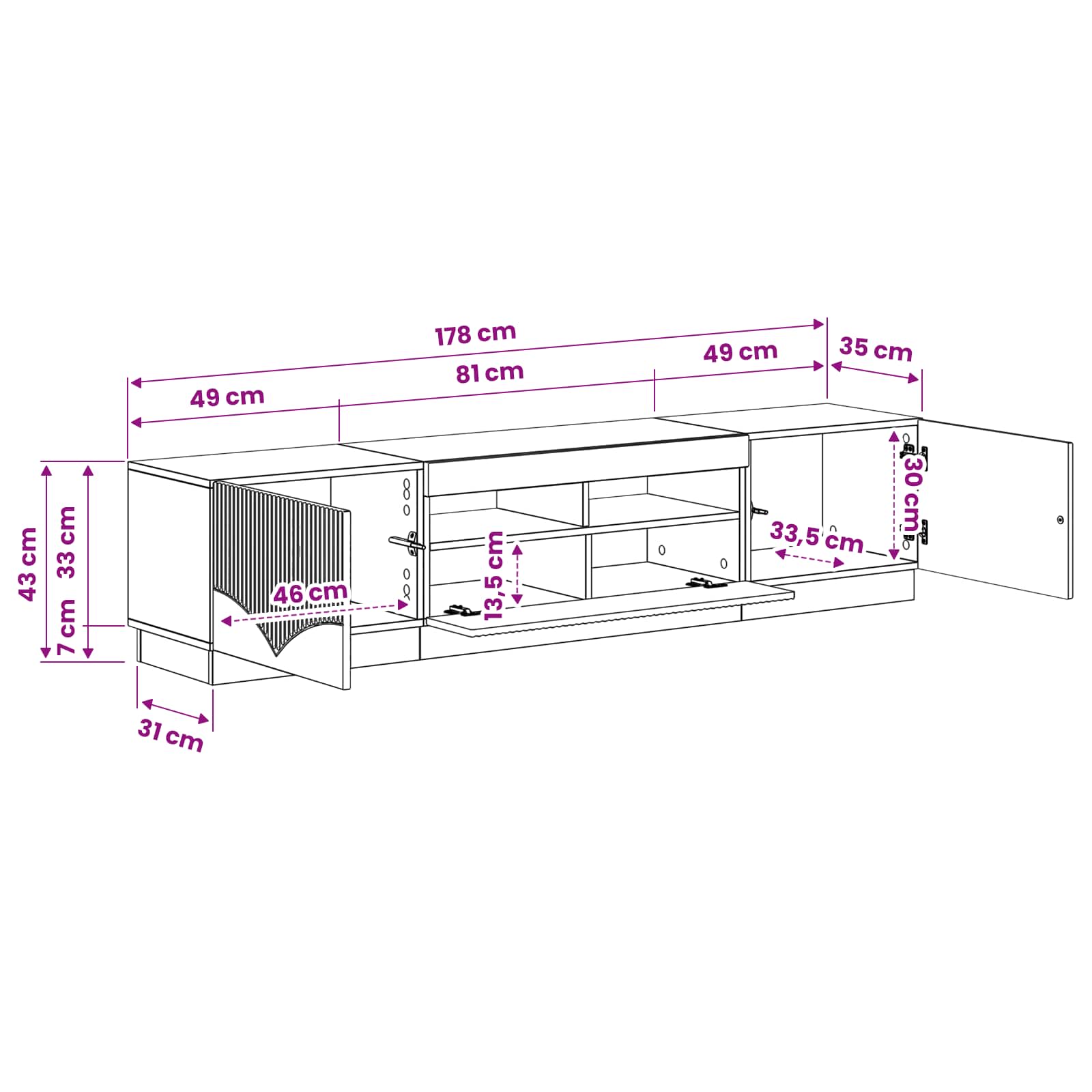vidaXL 5-delige LED TV-kast Zwart Bewerkt hout