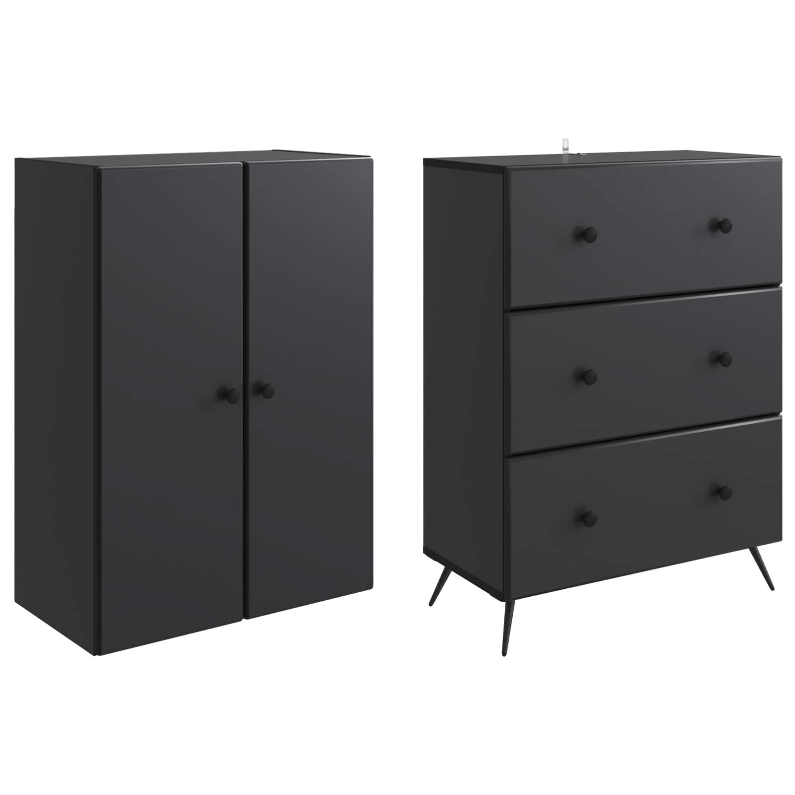 vidaXL Kastenset 2 pcs Zwart 66 x 34,5 x 90 cm Bewerkt hout