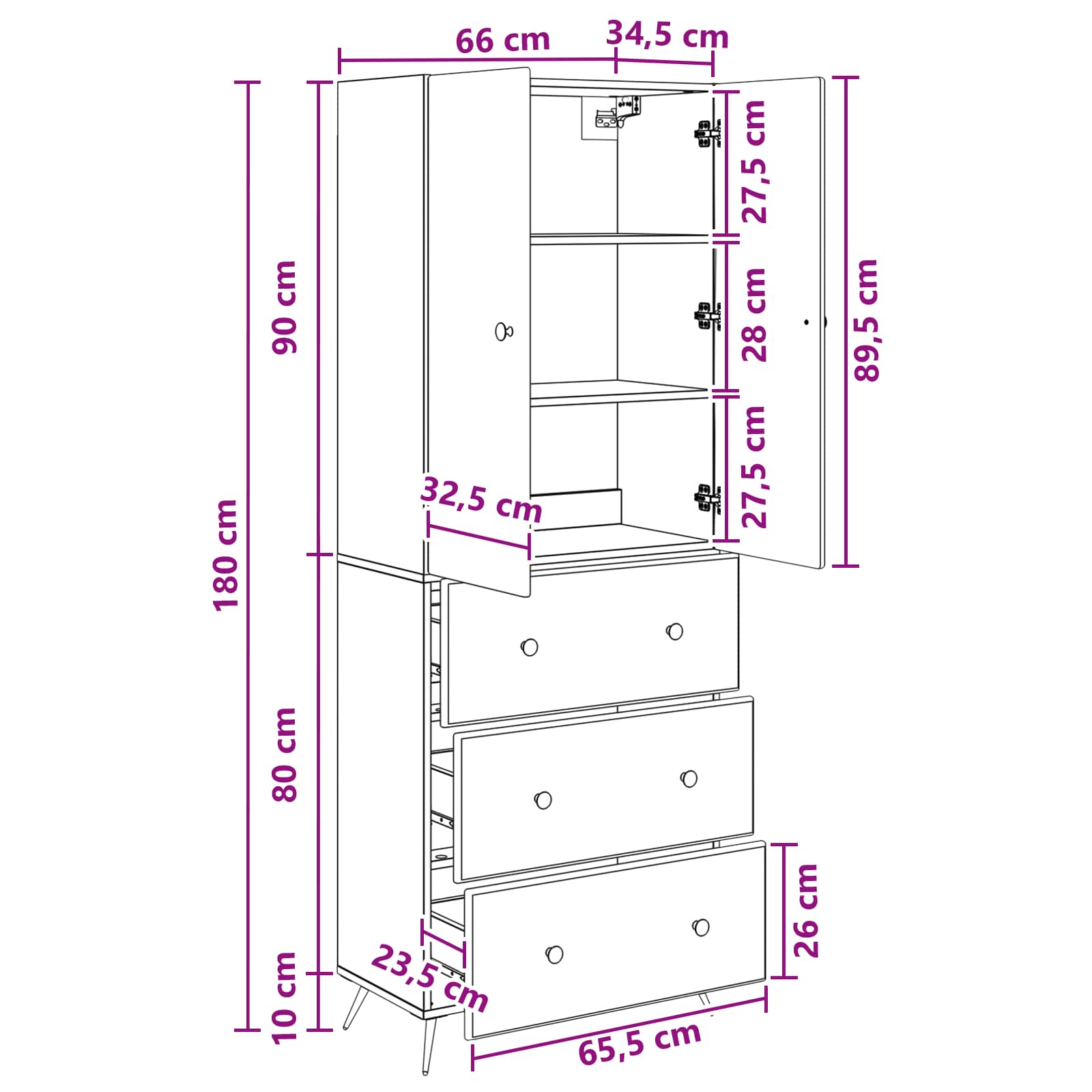 vidaXL Kastenset 2 pcs Zwart 66 x 34,5 x 90 cm Bewerkt hout