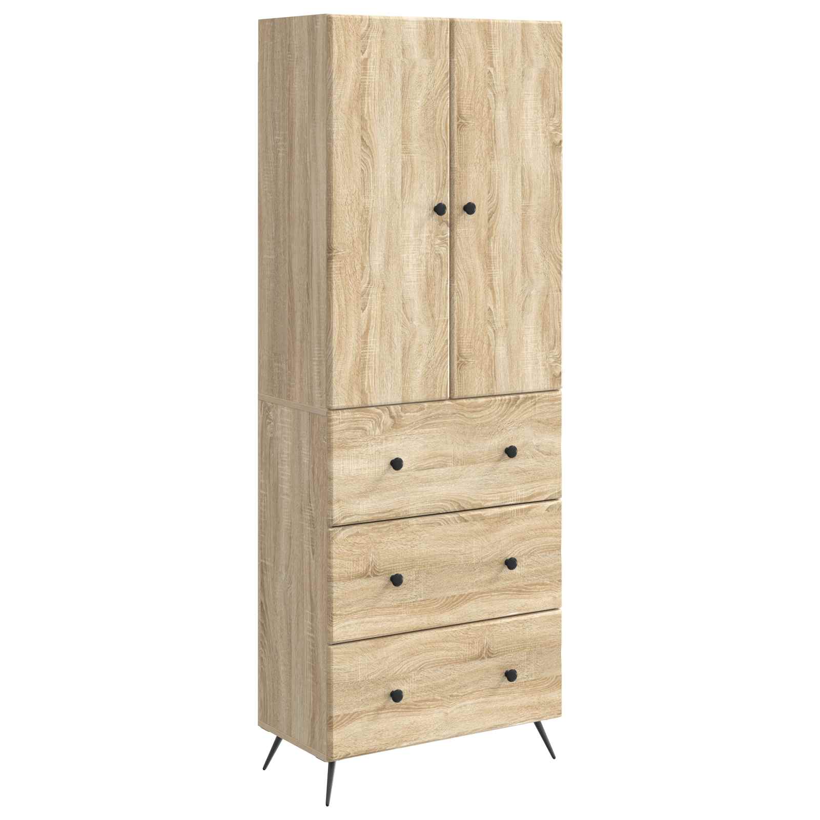 vidaXL Kastenset 2 pcs Zwart 66 x 34,5 x 90 cm Bewerkt hout