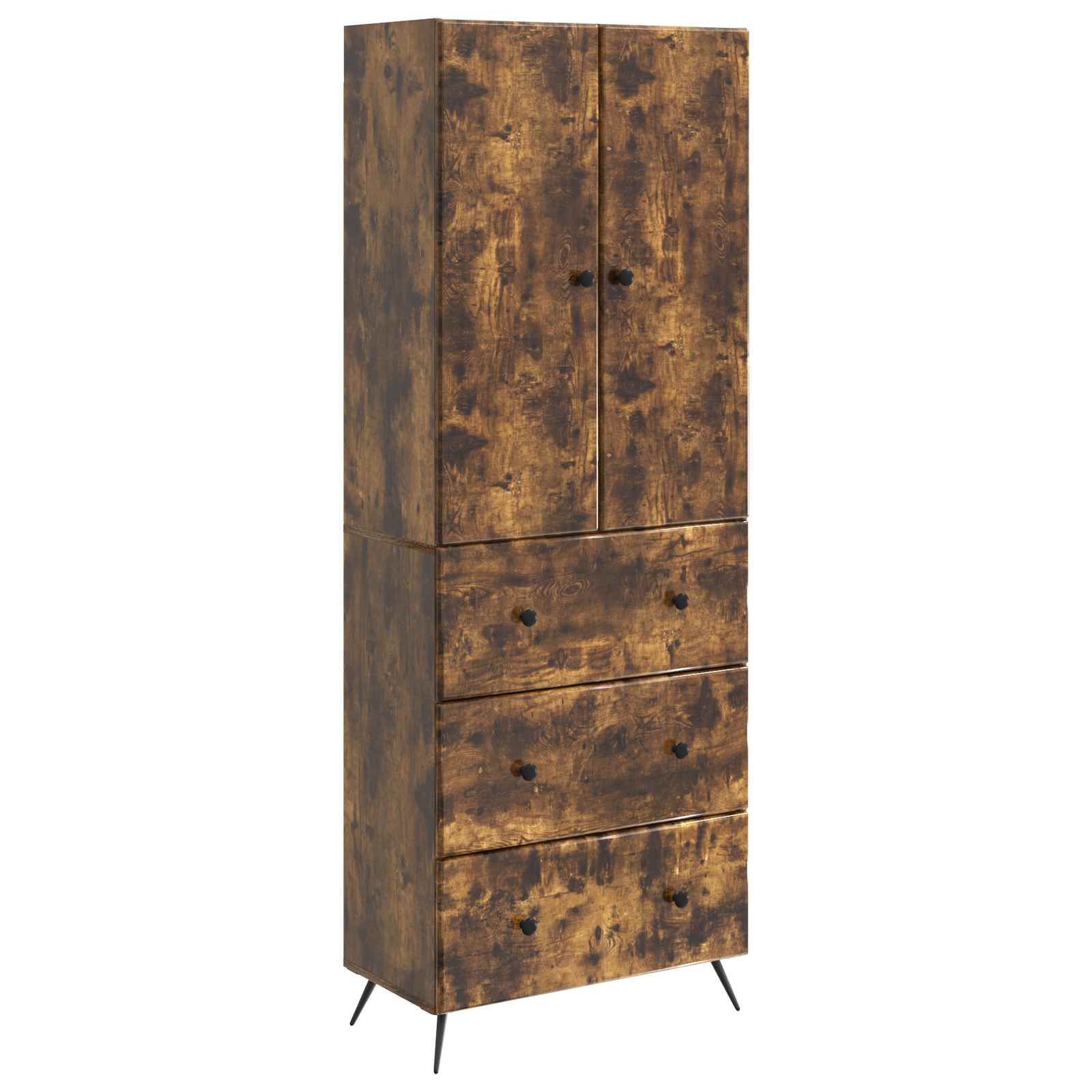 vidaXL Kastenset 2 pcs Zwart 66 x 34,5 x 90 cm Bewerkt hout