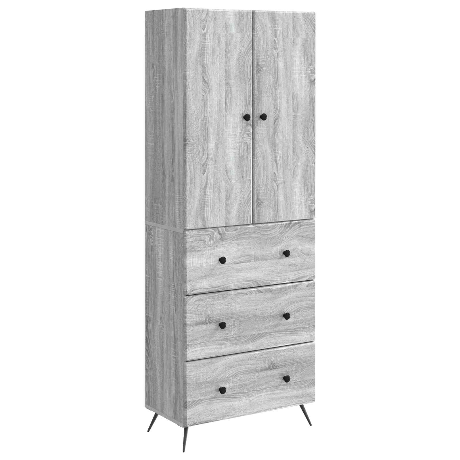 vidaXL Kastenset 2 pcs Zwart 66 x 34,5 x 90 cm Bewerkt hout