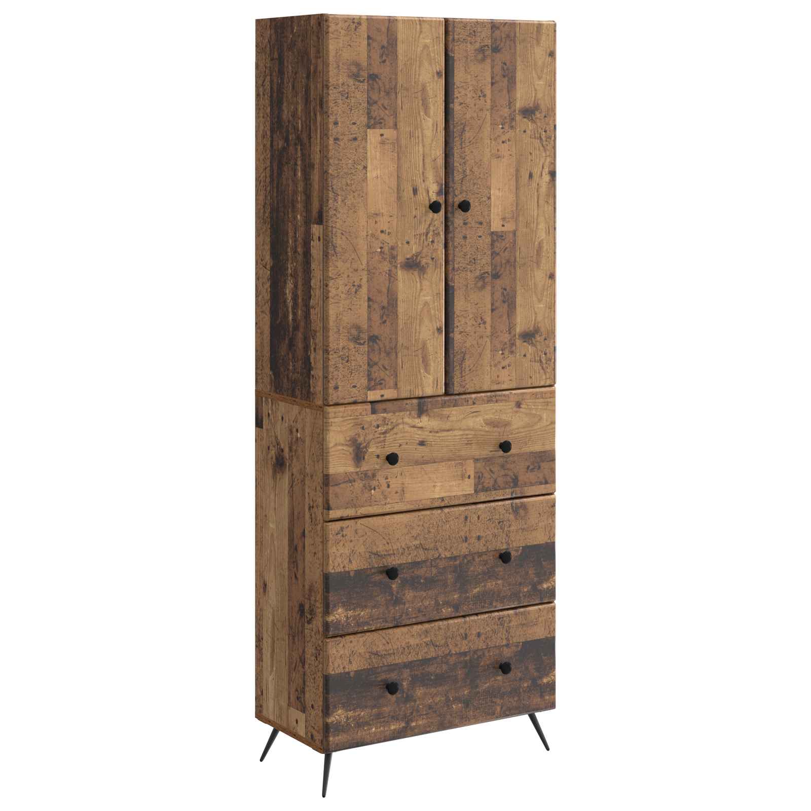 vidaXL Kastenset 2 pcs Zwart 66 x 34,5 x 90 cm Bewerkt hout