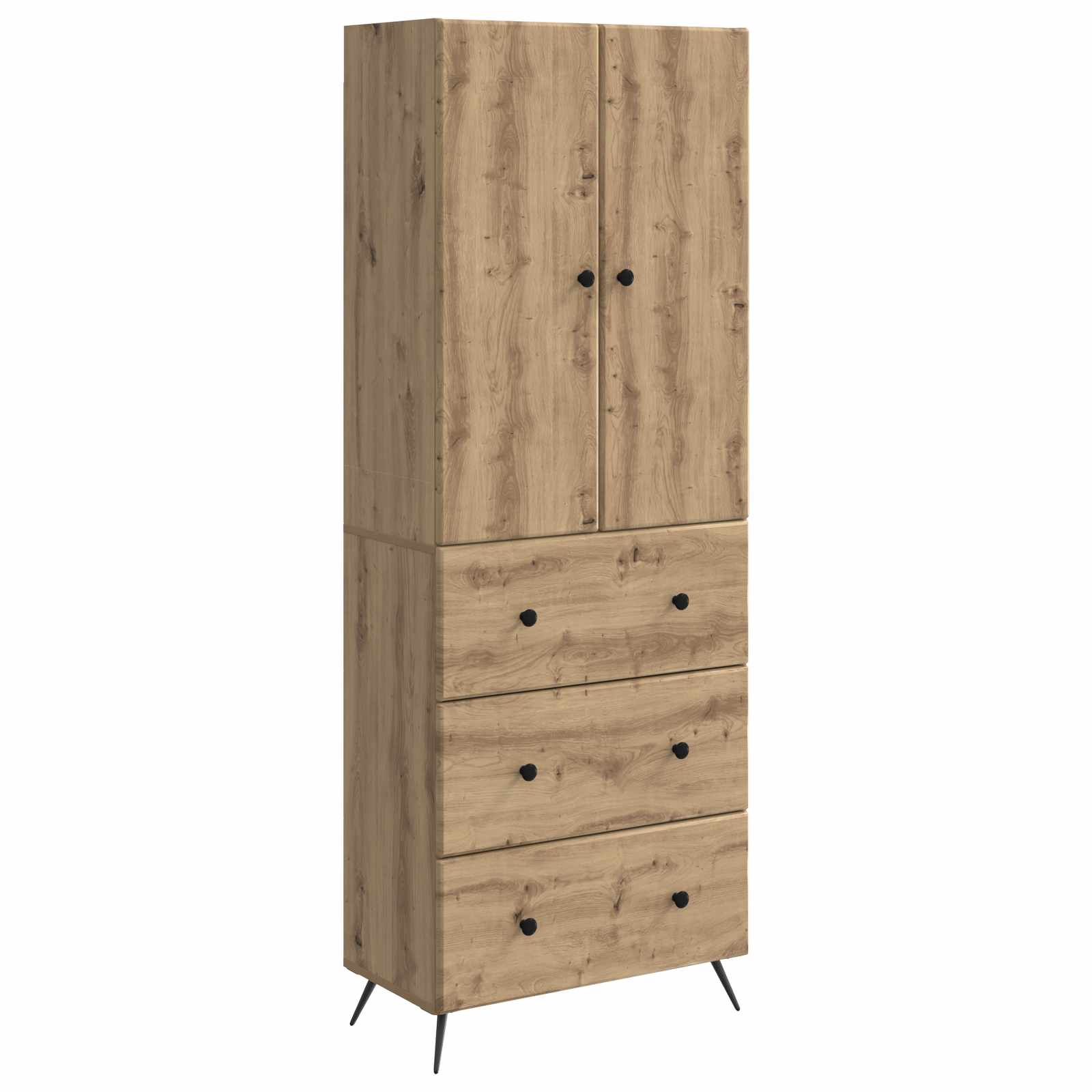 vidaXL Kastenset 2 pcs Zwart 66 x 34,5 x 90 cm Bewerkt hout