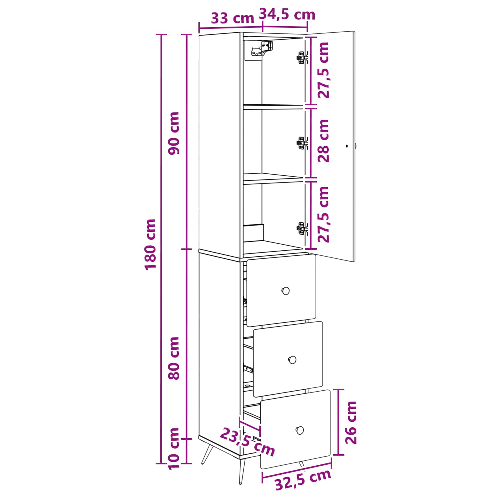 vidaXL Kastenset 2 pcs Zwart 34,5 x 34,5 x 90 cm Bewerkt hout