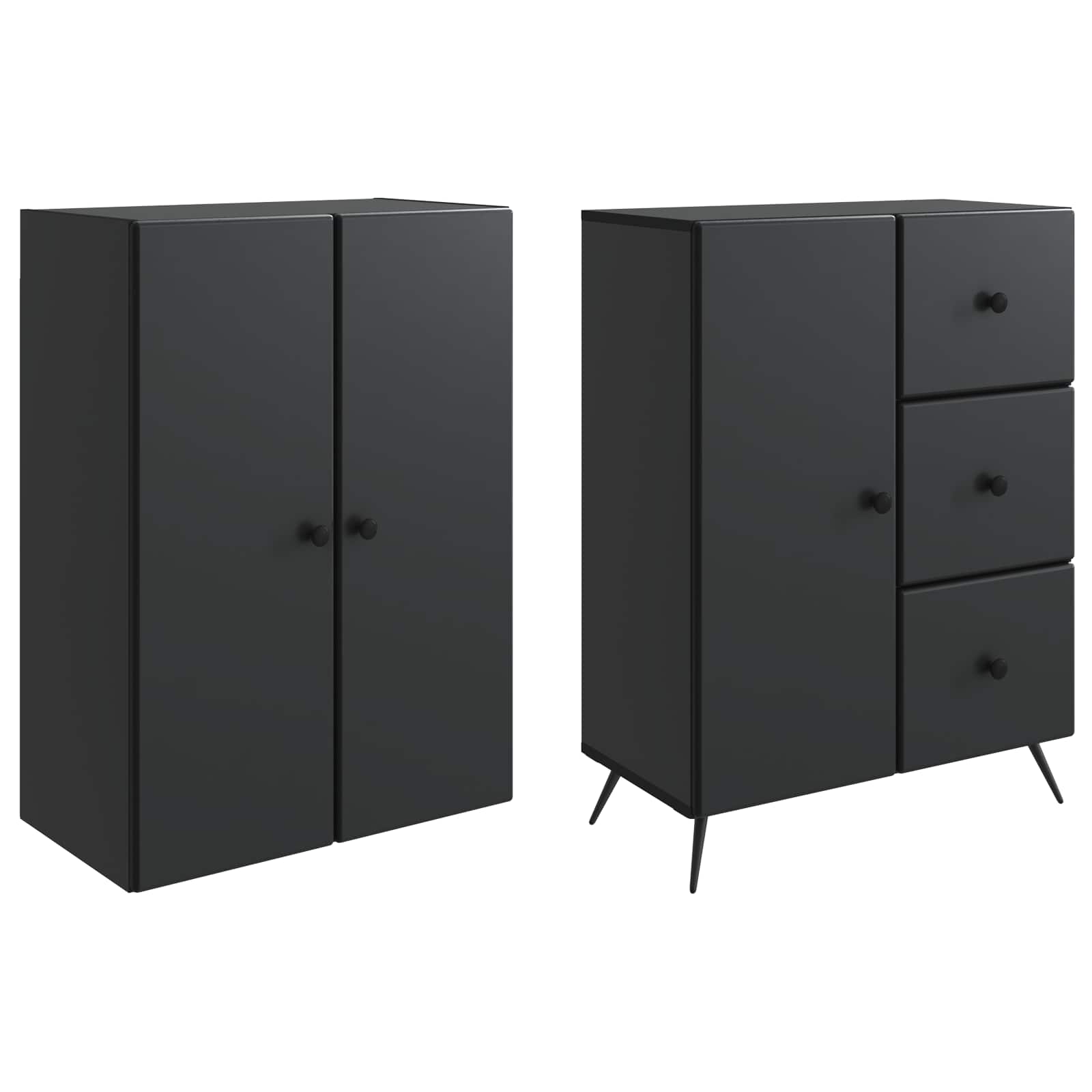 vidaXL Kastenset 2 pcs Zwart Bewerkt hout
