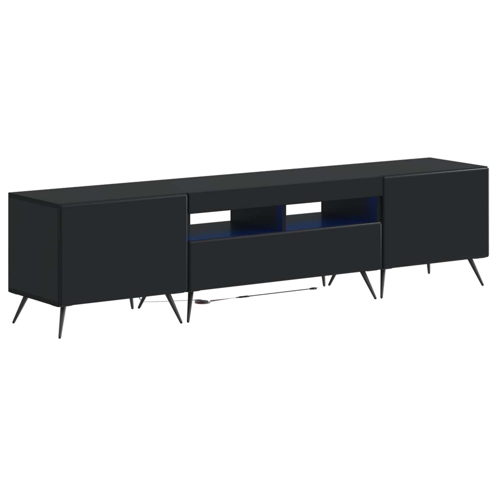 vidaXL 5-delige LED TV-kast Zwart Bewerkt hout