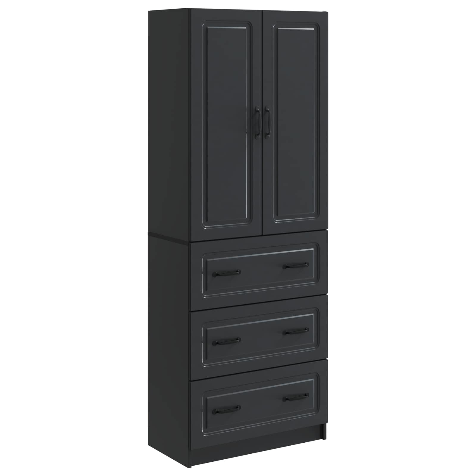 vidaXL Kastenset 2 pcs Zwart 66 x 34,5 x 87 cm Bewerkt hout