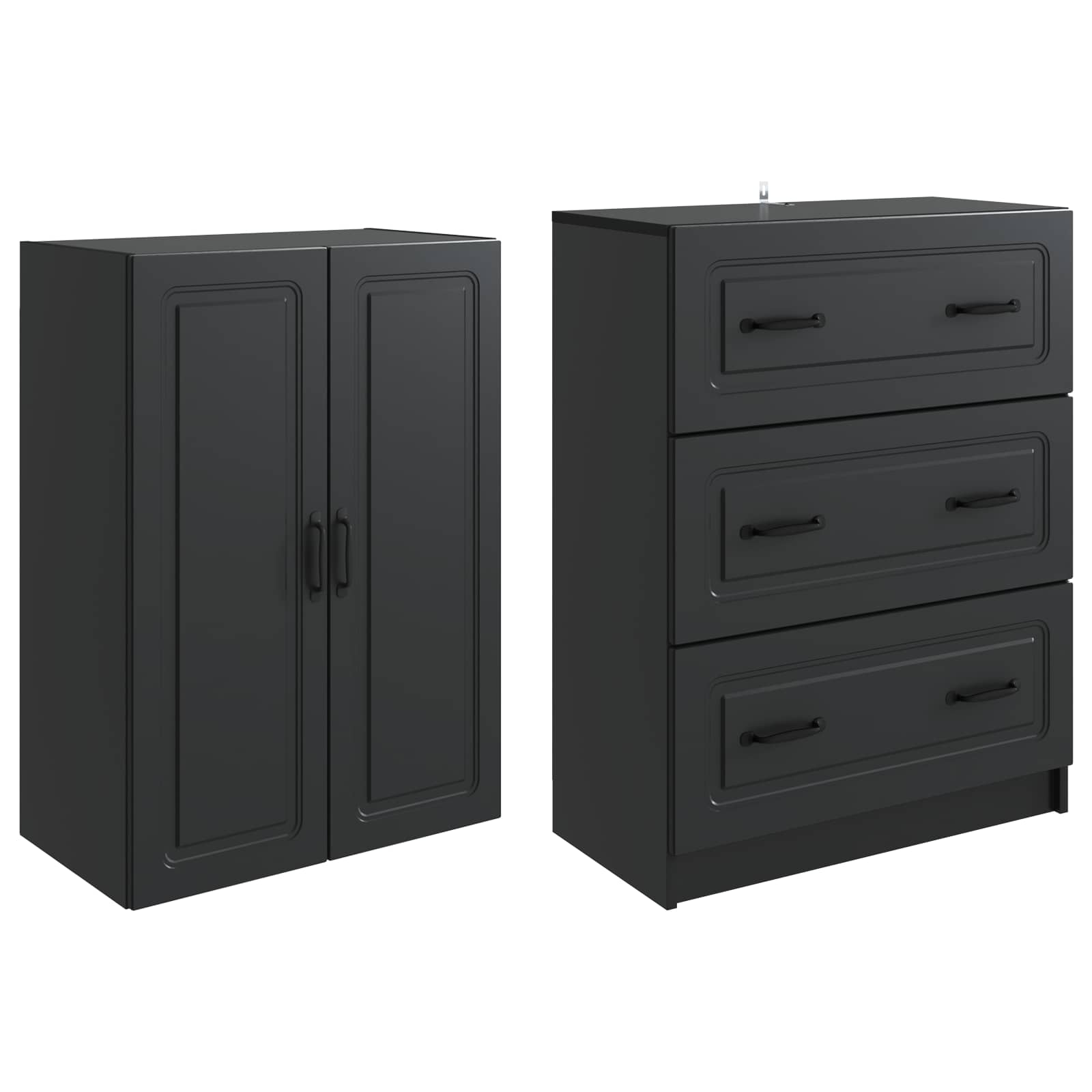 vidaXL Kastenset 2 pcs Zwart 66 x 34,5 x 87 cm Bewerkt hout