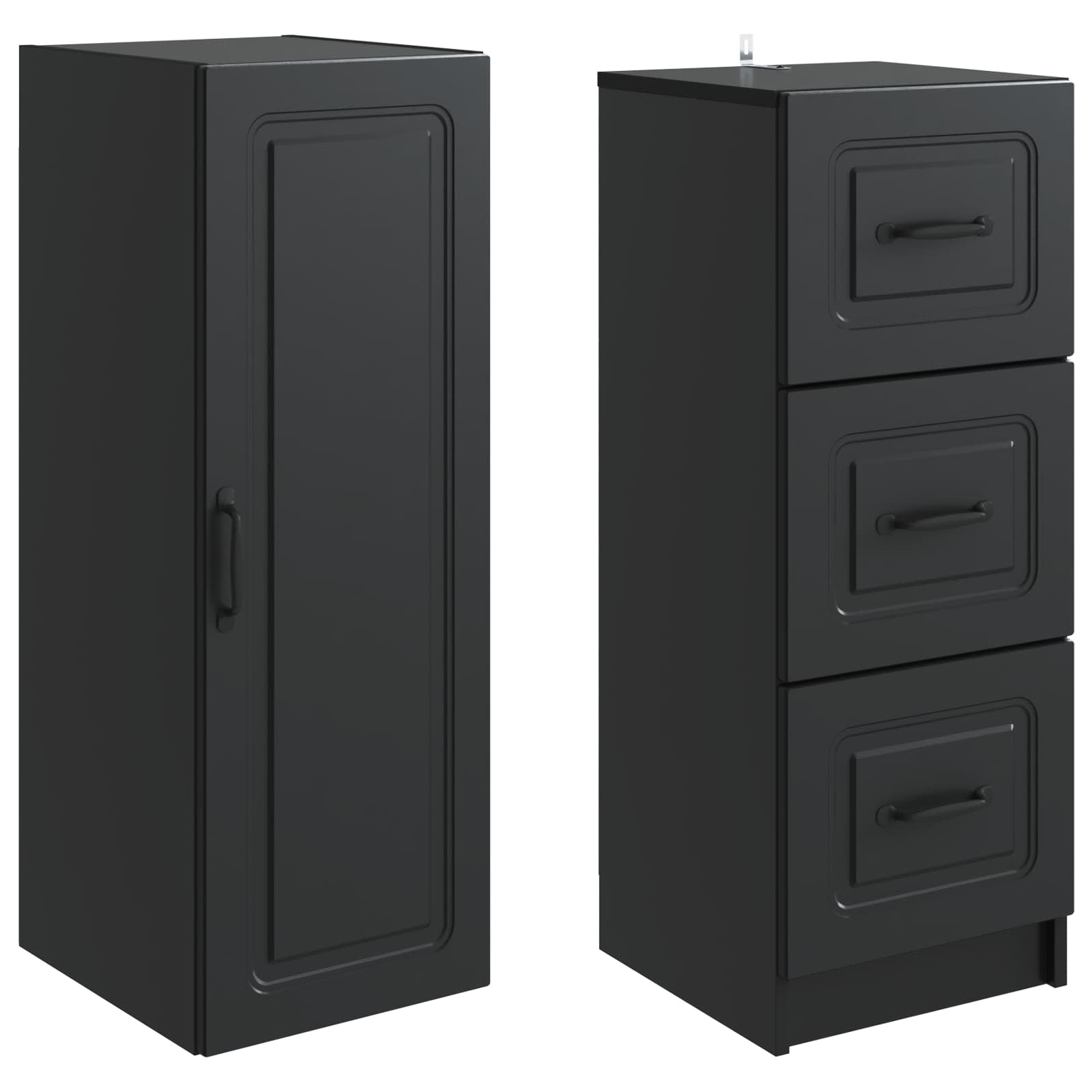 vidaXL Kastenset 2 pcs Zwart 33 x 34,5 x 87 cm Bewerkt hout