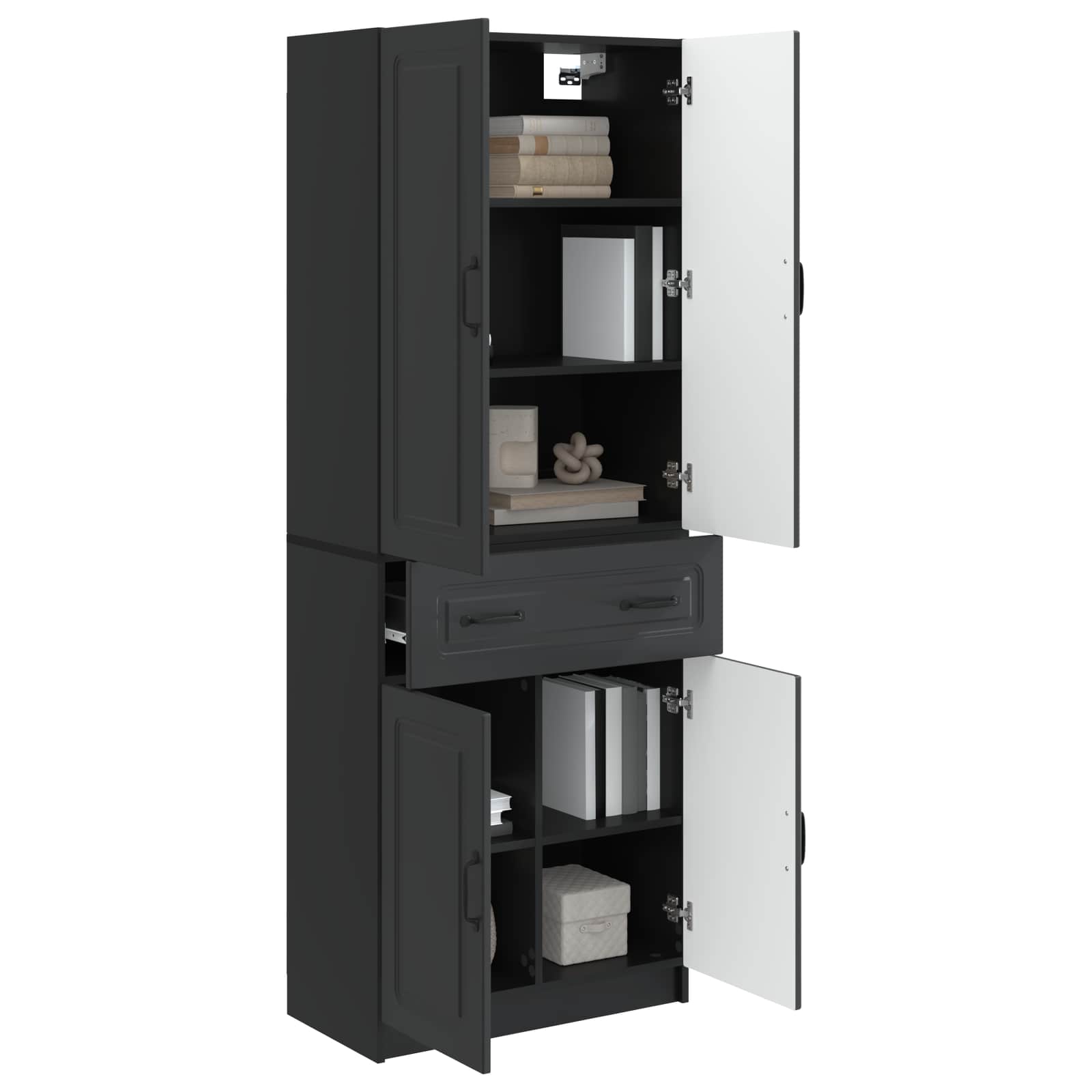 vidaXL Kastenset 2 pcs Zwart Bewerkt hout