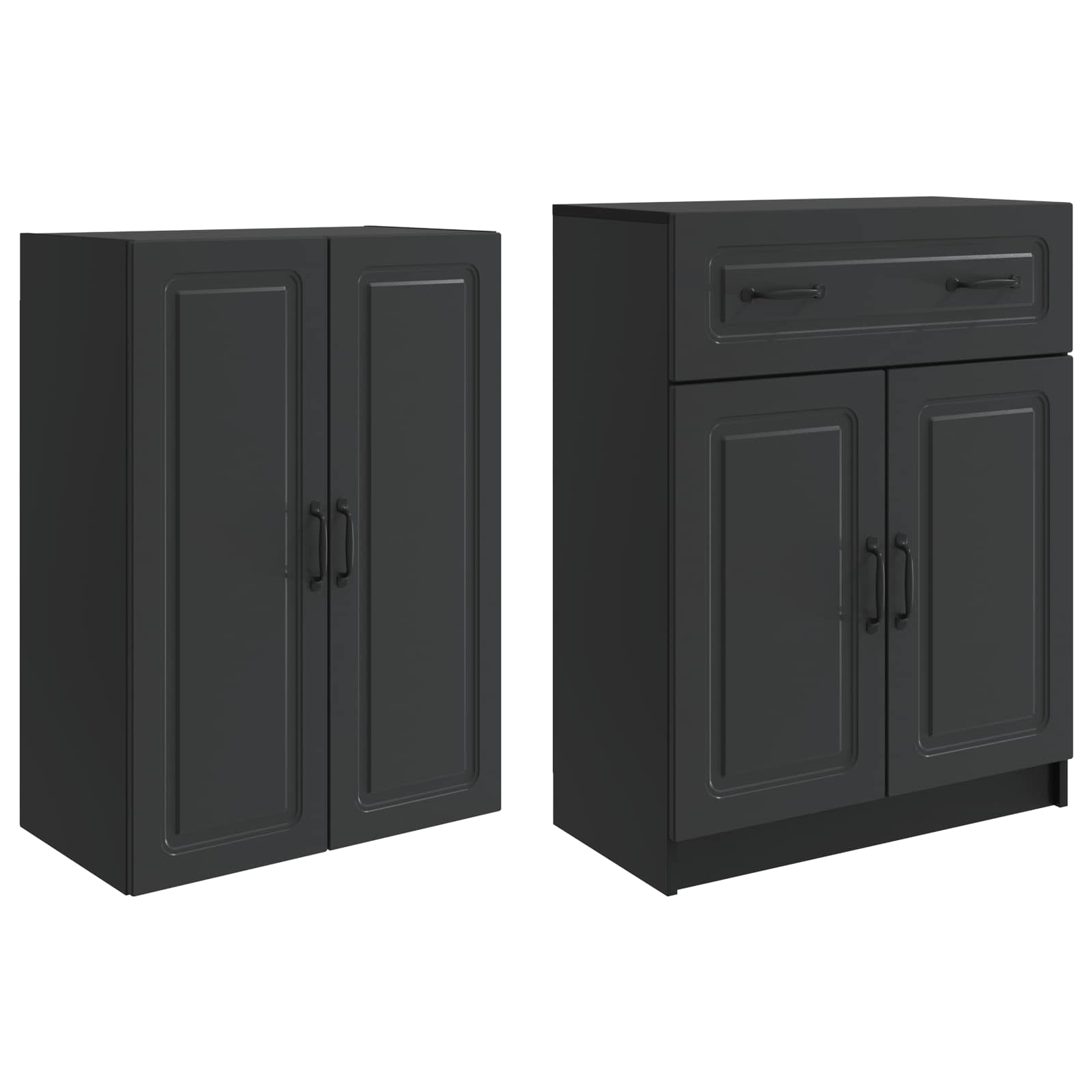 vidaXL Kastenset 2 pcs Zwart Bewerkt hout