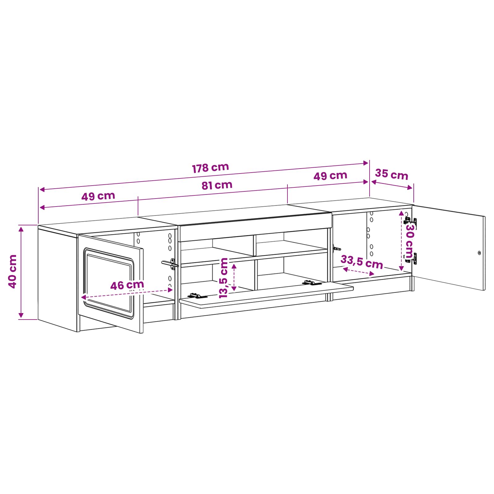 vidaXL 5-delige LED TV-kast Zwart Bewerkt hout
