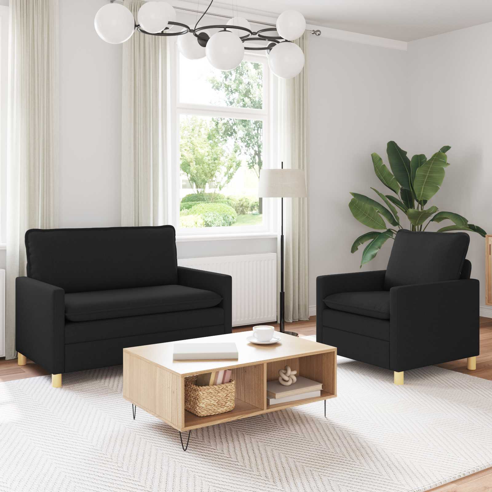 vidaXL Bankstel 2 st Lichtgrijs Stof