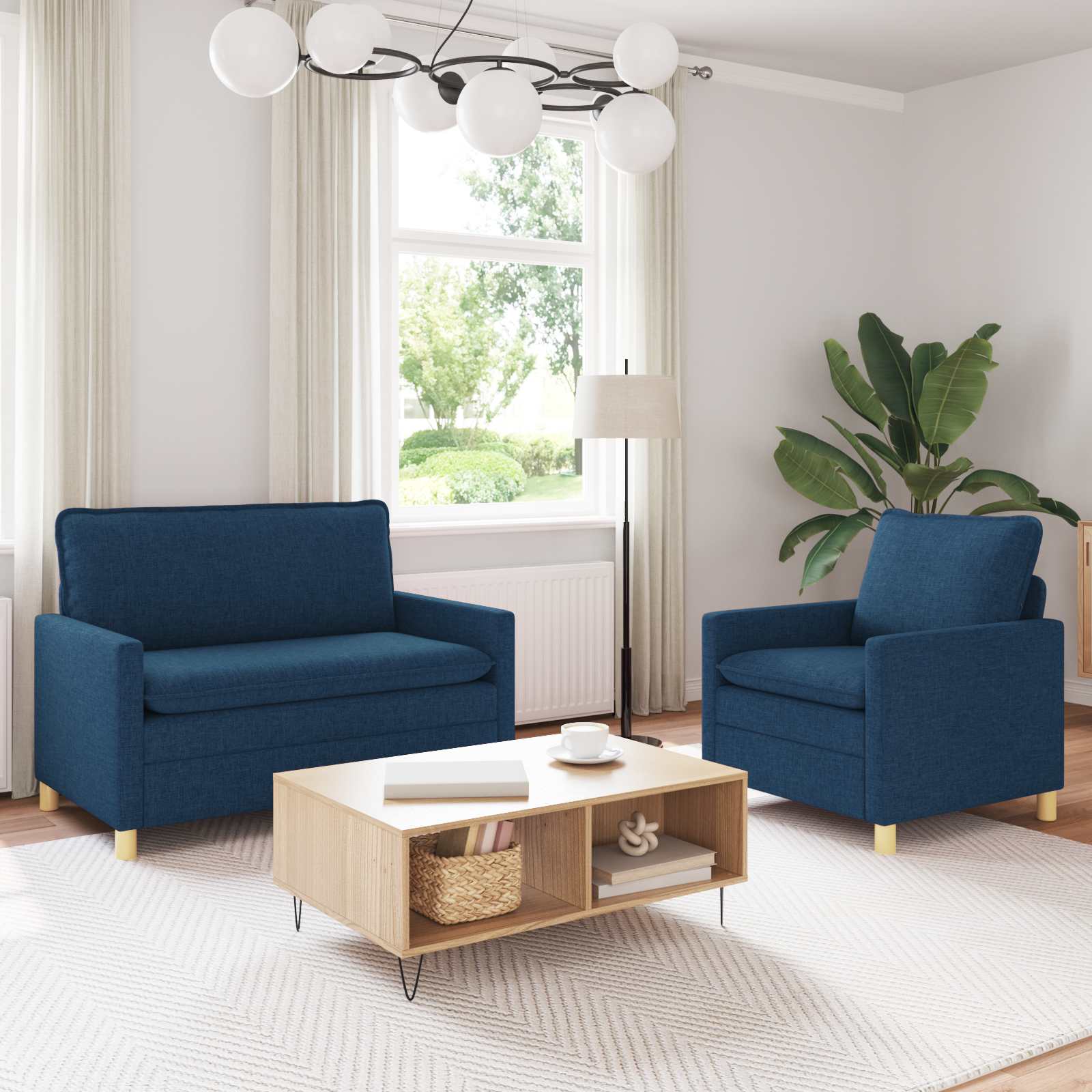 vidaXL Bankstel 2 st Lichtgrijs Stof