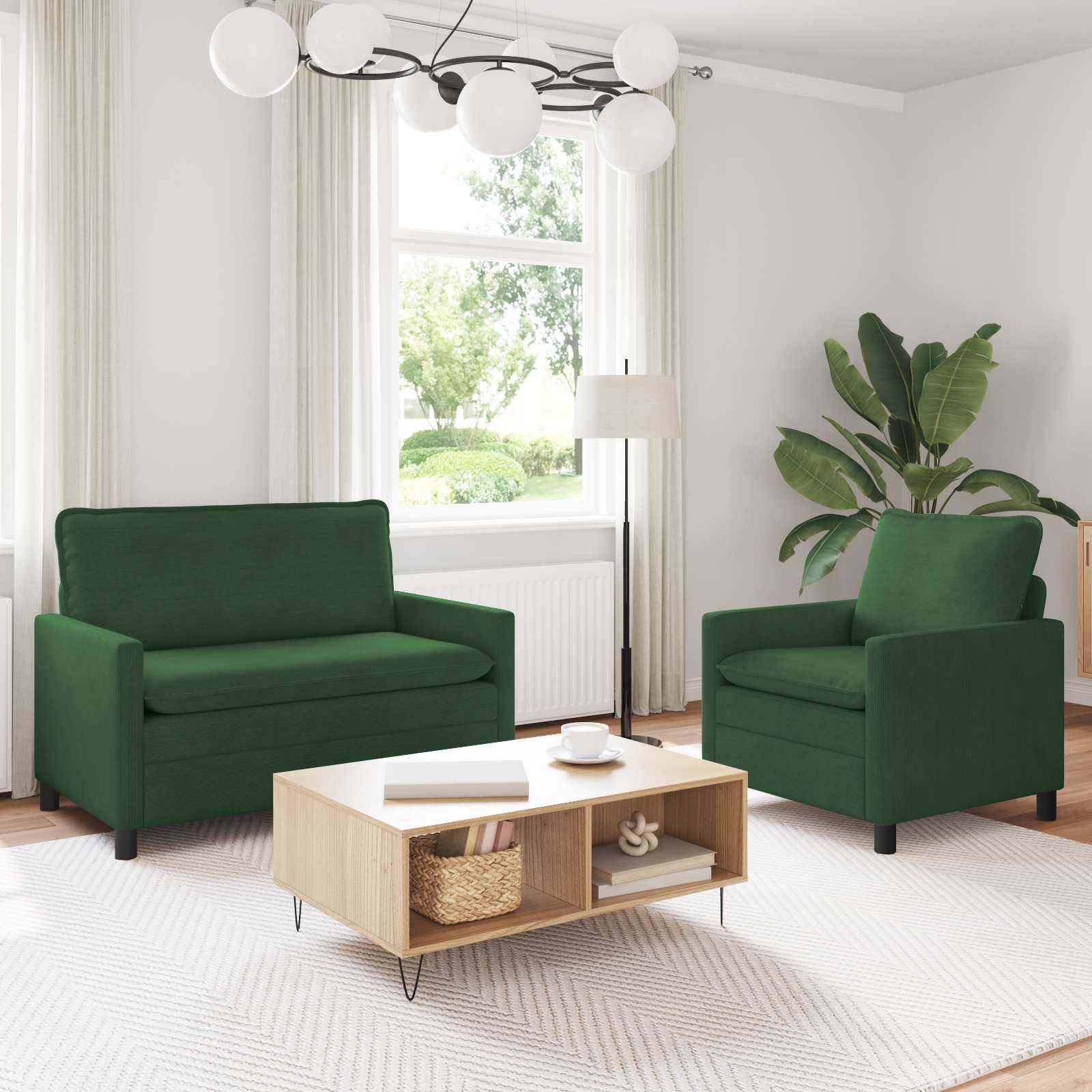 vidaXL Bankstel 2 pcs Lichtgrijs Stof