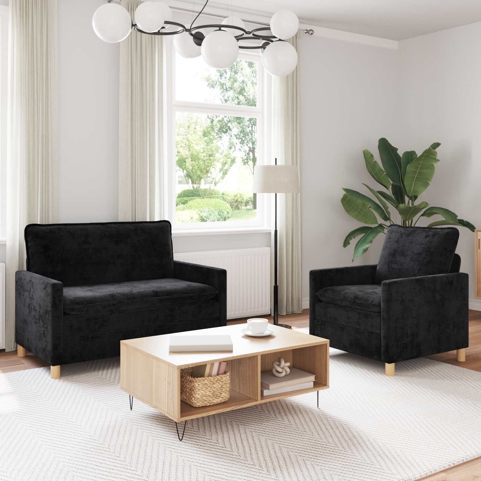 vidaXL Bankstel 2 pcs Crèmekleurig Polyester