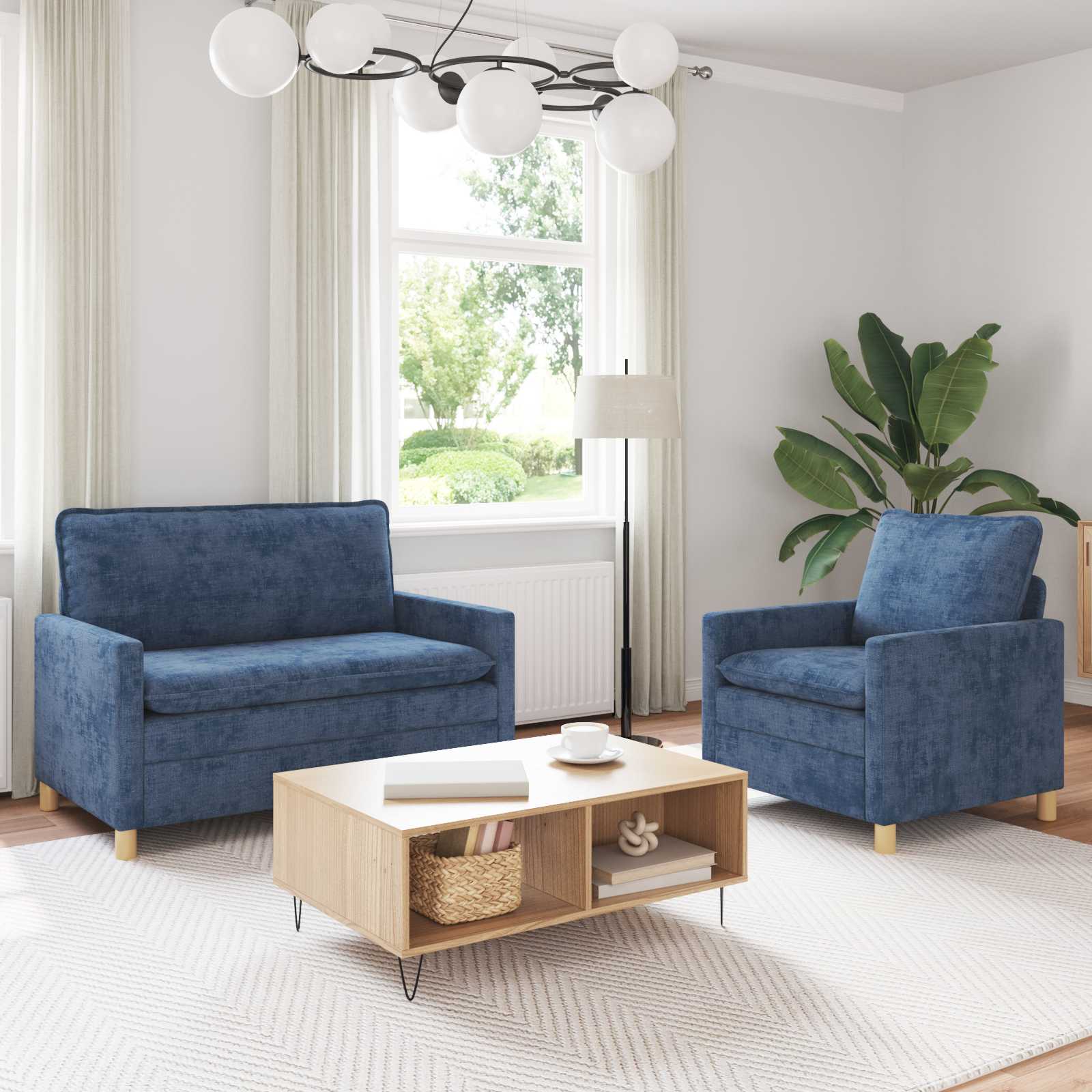 vidaXL Bankstel 2 pcs Crèmekleurig Polyester