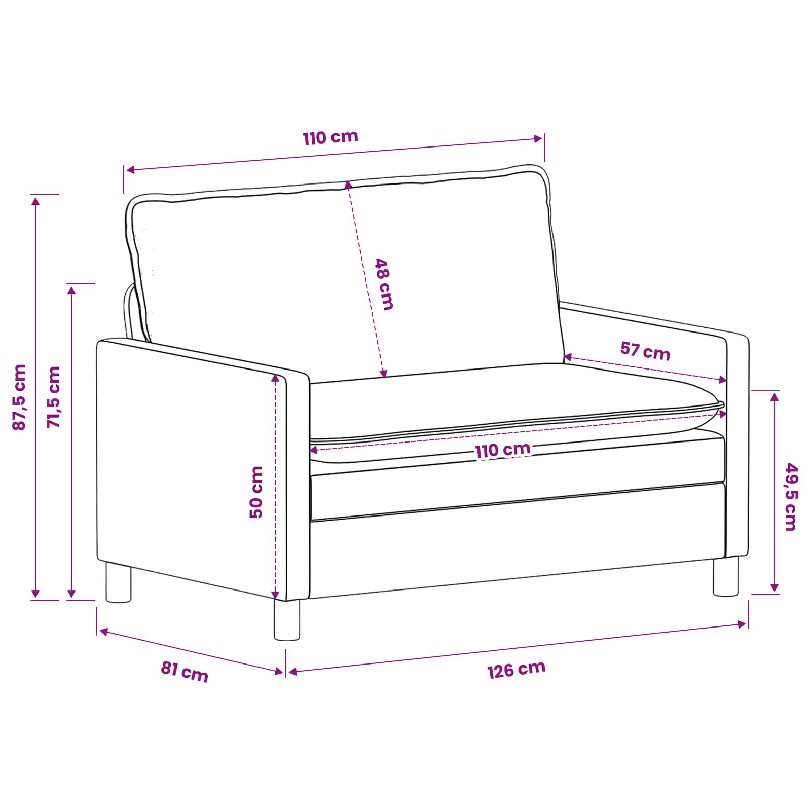 vidaXL Bankstel 2 pcs Donkergrijs Polyester